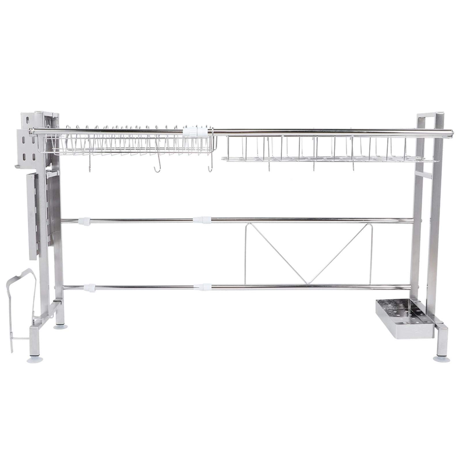304 Stainless Steel Expandable Kitchen Sink Shelf - Dish Drying Rack & Organizer for Bowls, Plates, Utensils - Space Saving Storage Solution for Small Kitchens & Apartments