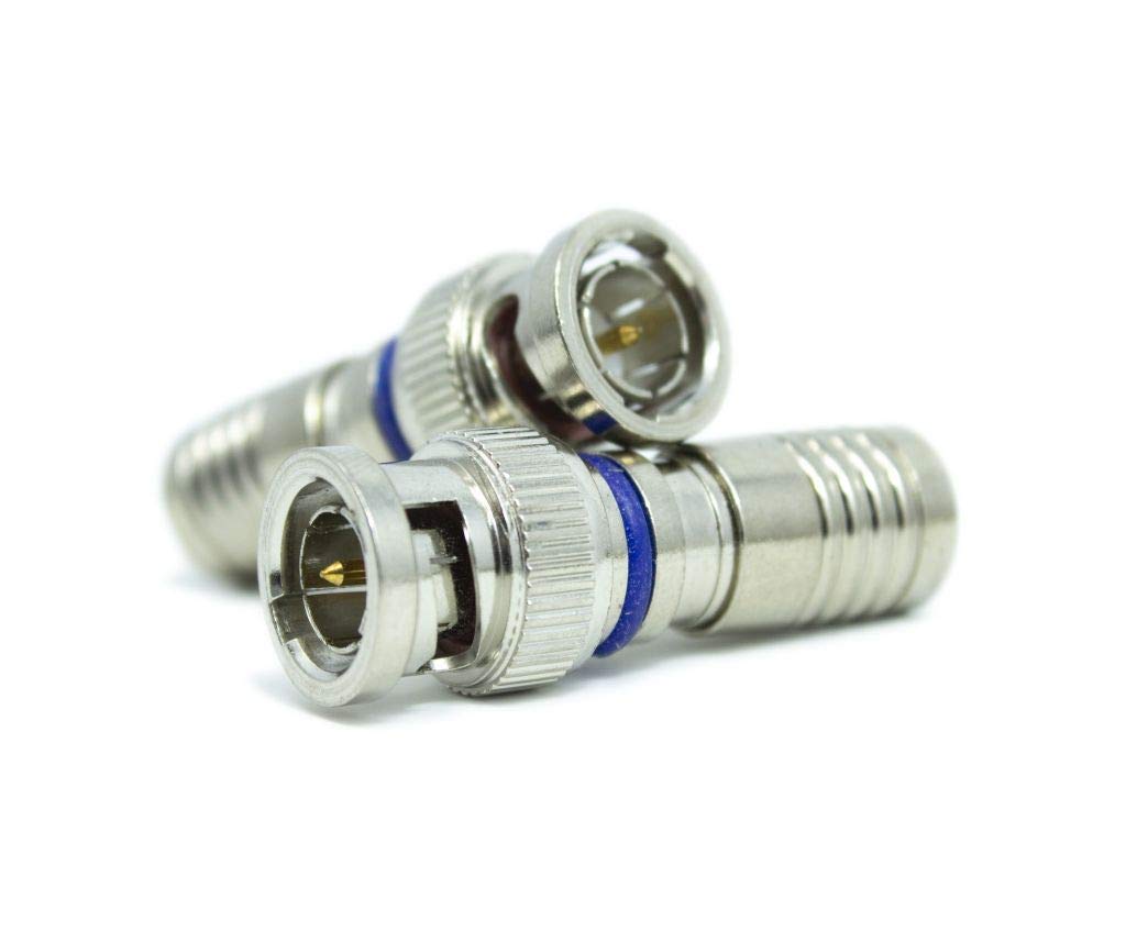 100PCS eSecure BNC Male Compression Connectors for RG59 Coaxial Cable - CCTV Security Camera Adapter Kit - Perfect for Surveillance System Installation & Maintenance