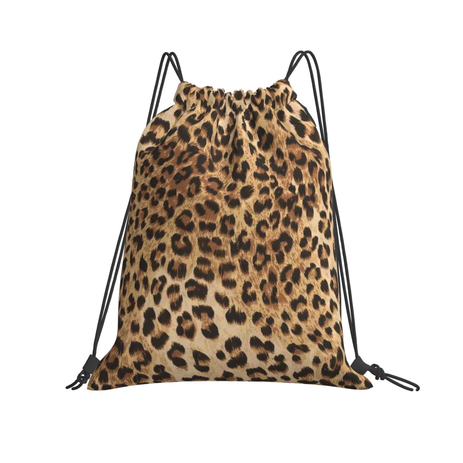 Leopard Print Drawstring Backpack for Women & Men - Lightweight Sports Gym Bag with Adjustable Straps - Perfect for Workouts, Travel, and School Use