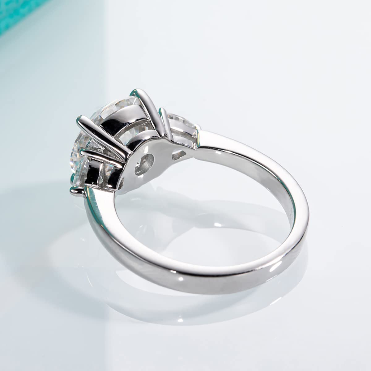 AnuClub 3 Stone Moissanite Engagement Ring - Round/Emerald/Marquise Cut, D Color VVS1, 925 Sterling Silver Wedding Promise Ring for Women | Perfect for Anniversaries, Proposals & Special Occasions