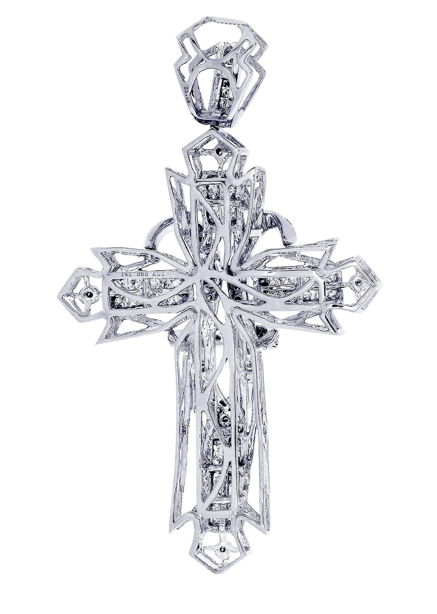 1.72 Carat Diamond Cross Pendant Necklace - 15.36 Grams Solid Gold Religious Jewelry for Women - Perfect for Baptism, Confirmation & Special Occasions