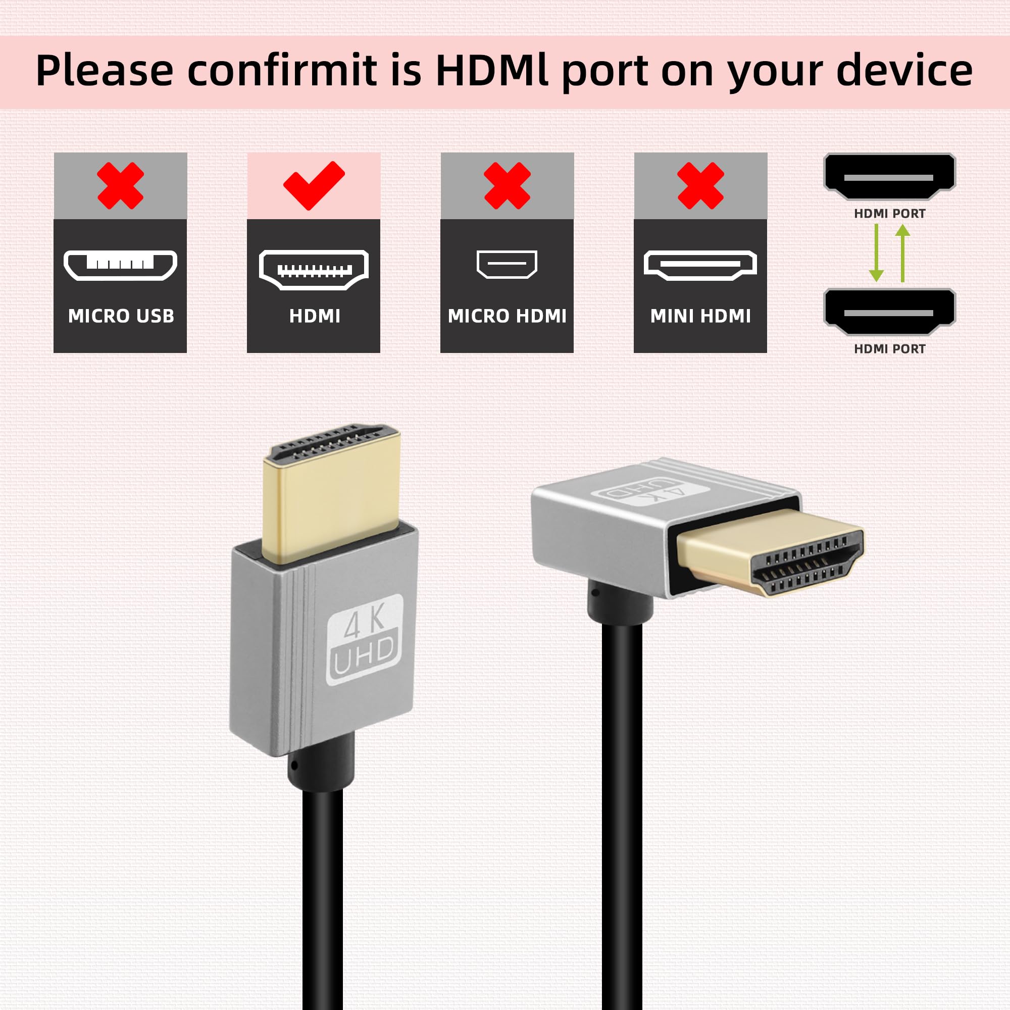 RIIEYOCA 90 Degree 4K HDMI Coiled Cable - 18Gbps High Speed HDMI 2.0 Male to Male Cable (3FT/0.9M) - Supports 4K@60Hz, HDR, 3D - Perfect for DSLR Cameras, Camcorders, Monitors, Gaming Consoles & Home Theater Systems