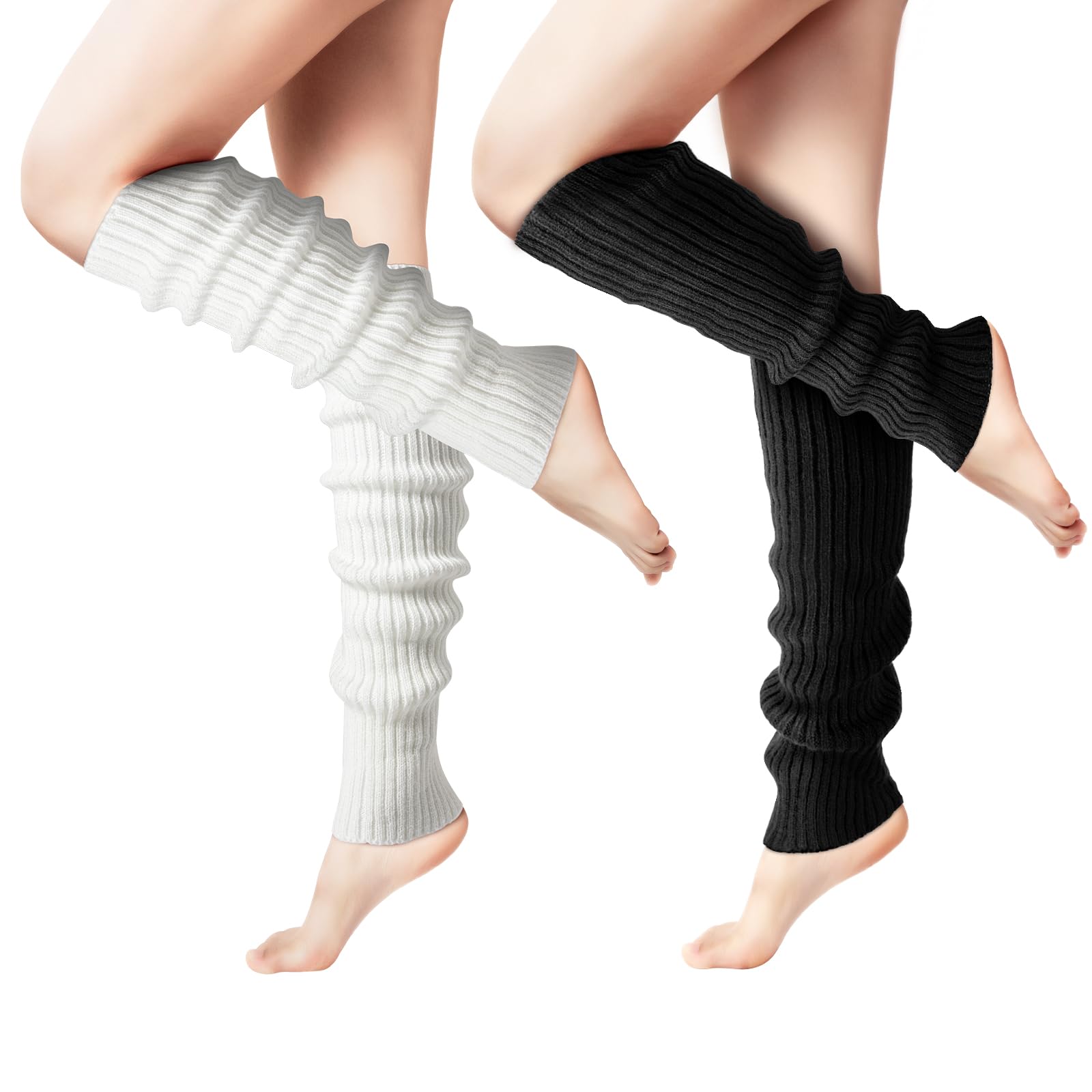 Clothirily Women's Knit Leg Warmers - Neon 80s Style Fashion Accessories for Sports, Party & Yoga | Warm & Stylish Winter Workout Gear