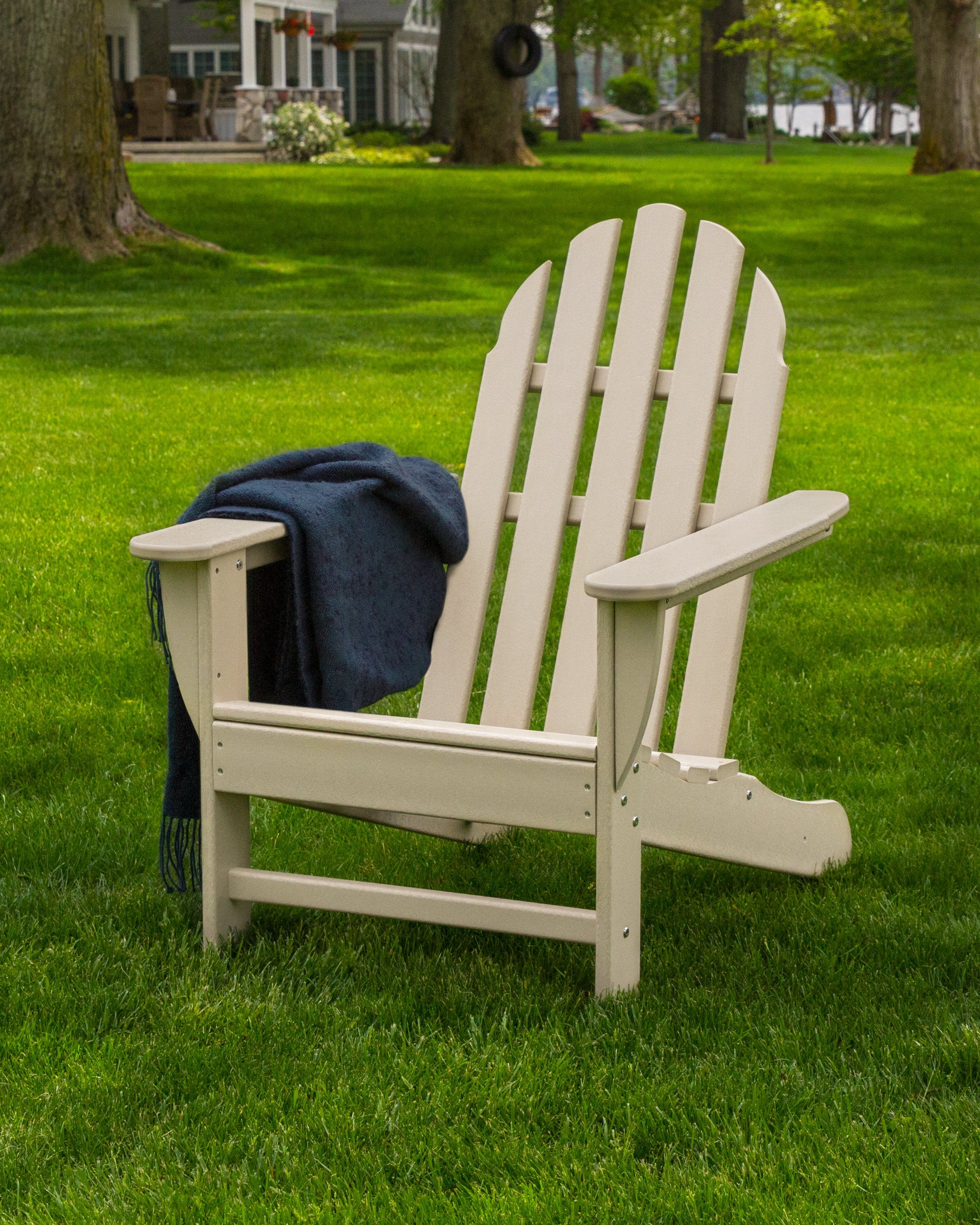Premium Polywood Black Classic Adirondack Chair - Weather-Resistant Outdoor Furniture for Patio, Garden & Poolside Relaxation