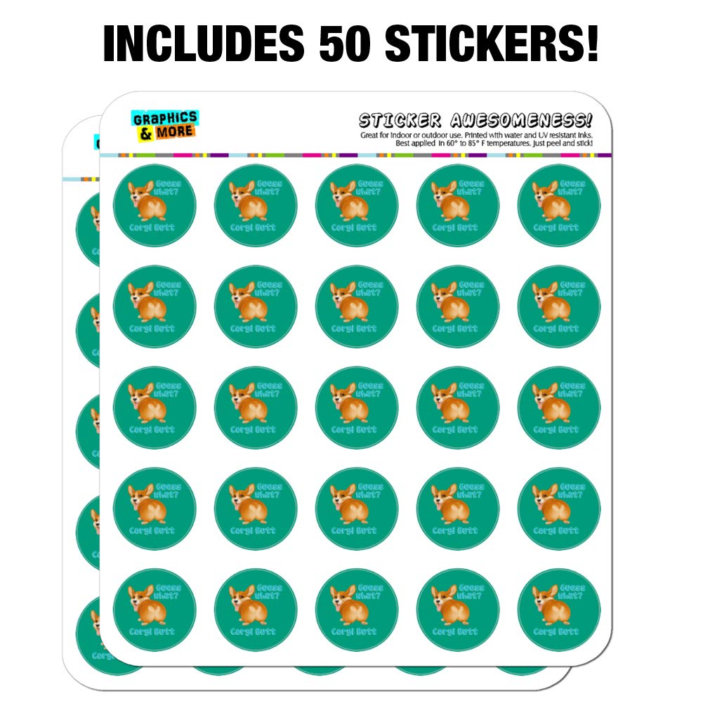 Guess What Corgi Butt Funny Joke Planner Stickers - Cute Corgi Dog Stationery for Bullet Journal, Scrapbooking & Crafting - Perfect for DIY Planners, Calendars and Gift Wrapping
