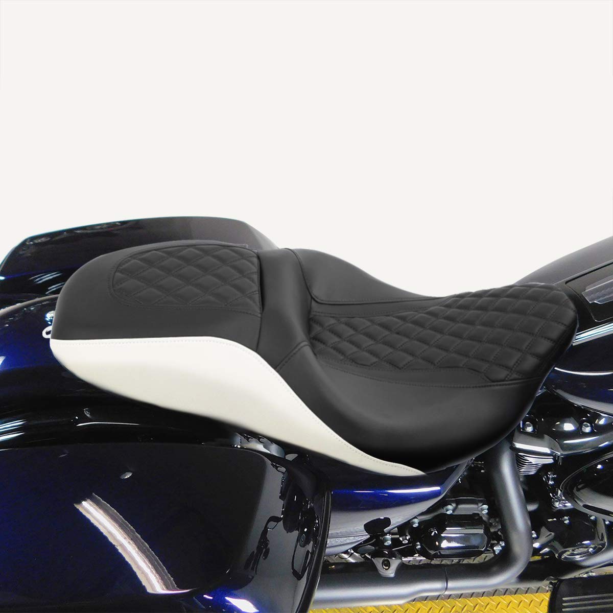 Premium Black Motorcycle One-Piece Two Up Rider & Passenger Seat for Harley Touring Road King Electra Street Glide CVO Tri-Glide 2009-2023 (Style 5) - Comfortable Long Distance Riding & Cruising Accessory