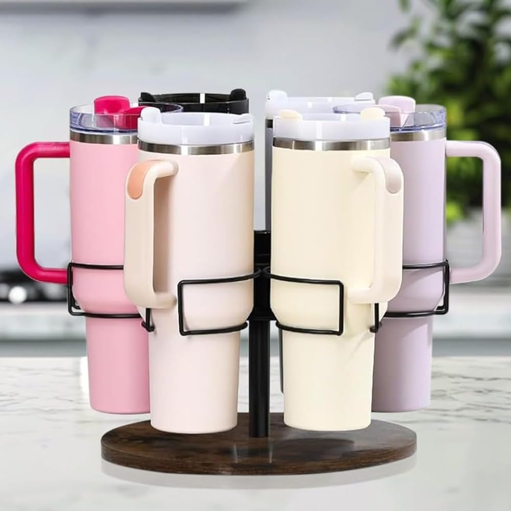 Stanley Tumbler Water Bottle Organizer - Kitchen Storage Holder for Stanley Cup Accessories (Brown) - Perfect for Home, Office & Car Organization