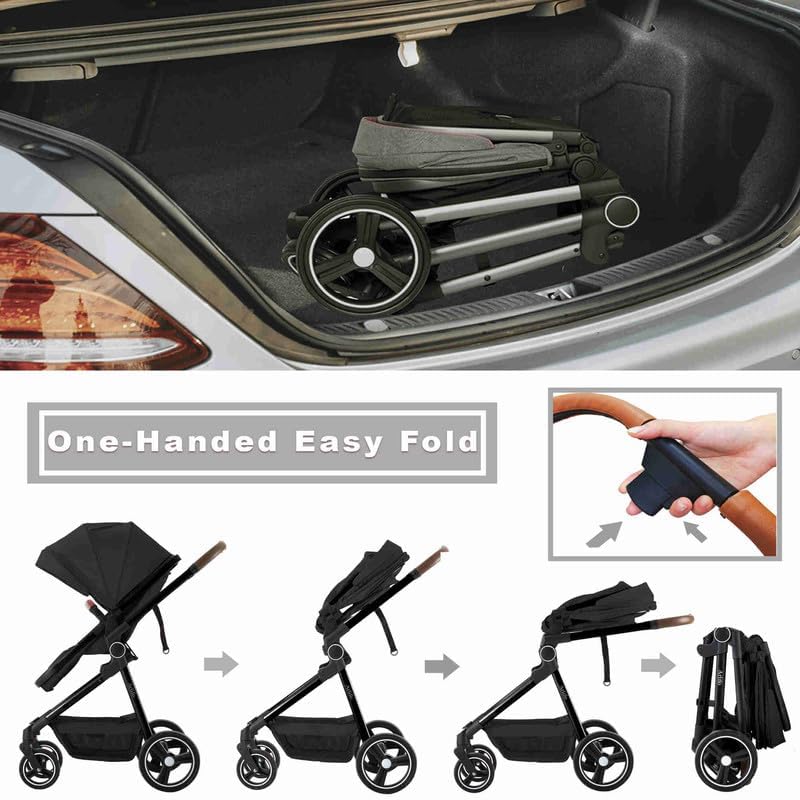 2 in 1 Baby Stroller with Bassinet - Lightweight Foldable Convertible Travel Stroller for Newborn & Toddler (Girl & Boy) | Perfect for Shopping, Travel & Daily Walks