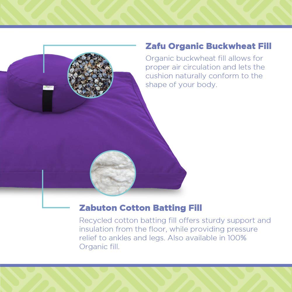 Premium Zafu & Zabuton Meditation Cushion Set - Organic Cotton Floor Sitting Pillow for Yoga, Zen Meditation & Prayer - Made in USA (Round, Tangerine) - Perfect for Home Yoga Practice, Buddhist Temples & Mindfulness Retreats