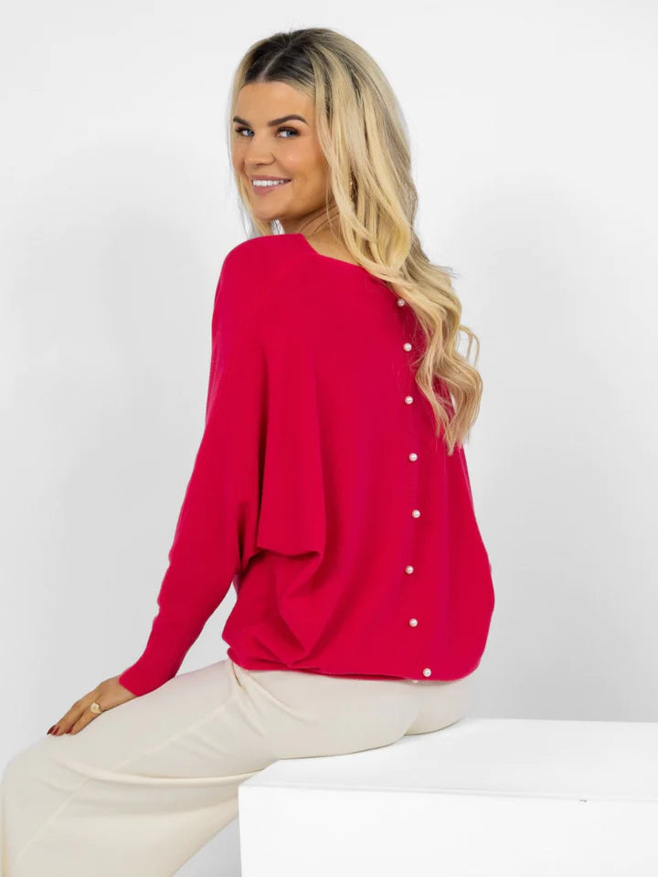 ELBA JUMPER (RASPBERRY) - Women's Soft Knit Sweater for Fall & Winter - Cozy Casual Pullover for Office, Dating & Weekend Outings