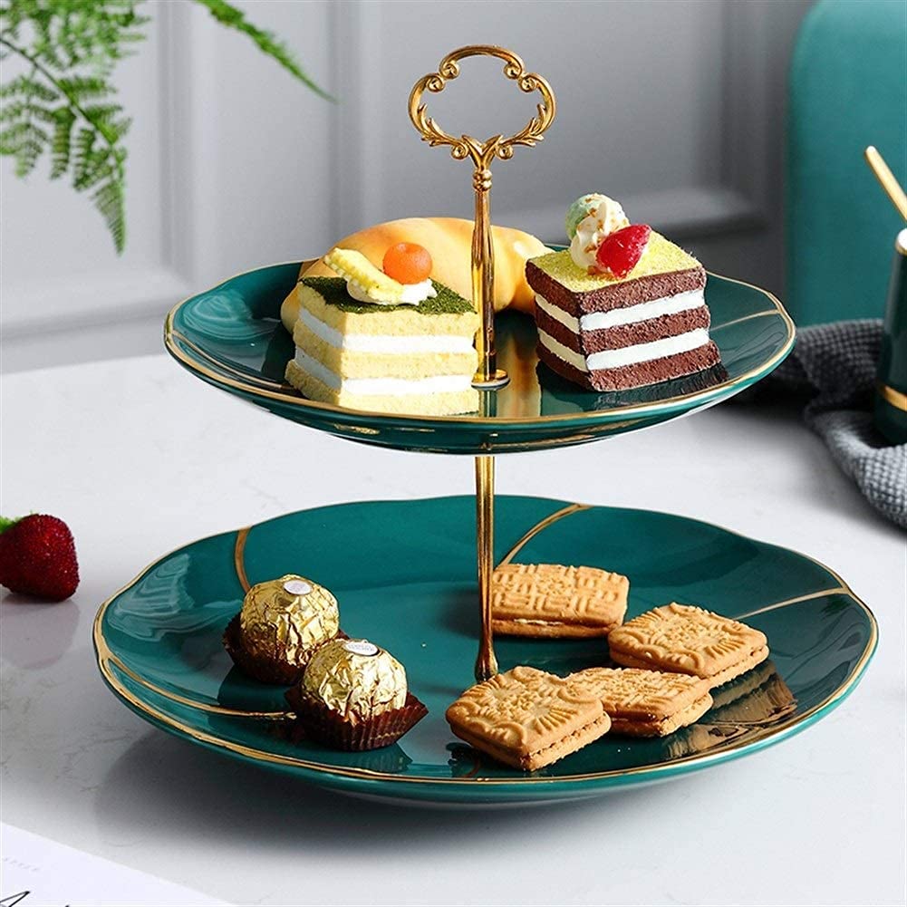 European Style Ceramic Fruit Plate - Double Layer Dessert Tray for Snacks, Coffee Table Decor | Perfect for Entertaining, Afternoon Tea & Home Decoration