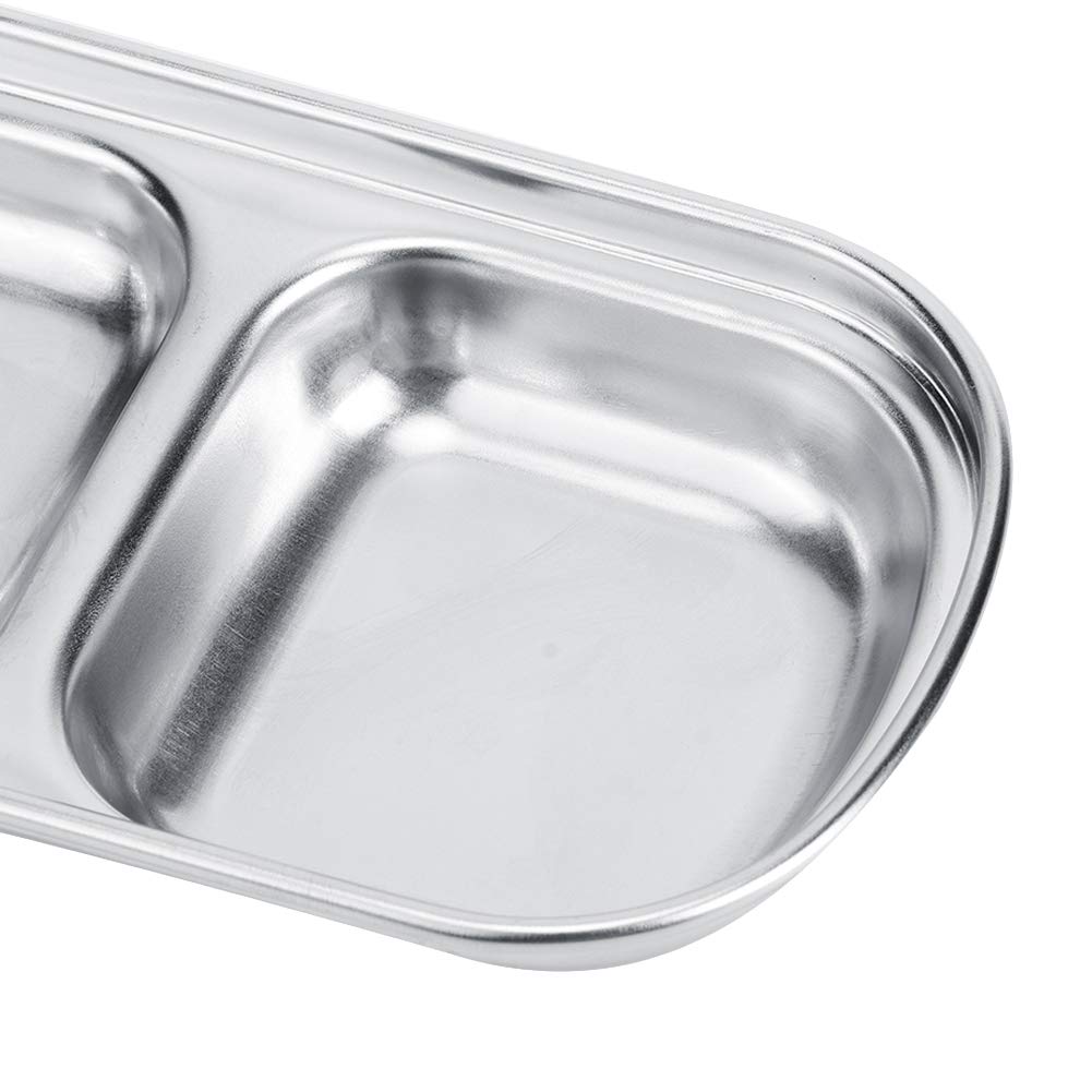 Stainless Steel 3-Compartment Sauce Dish - Appetizer Serving Tray, Divided Snack Plate & Food Dipping Bowl for Home Kitchen | Perfect for Parties, BBQs, and Entertaining Guests