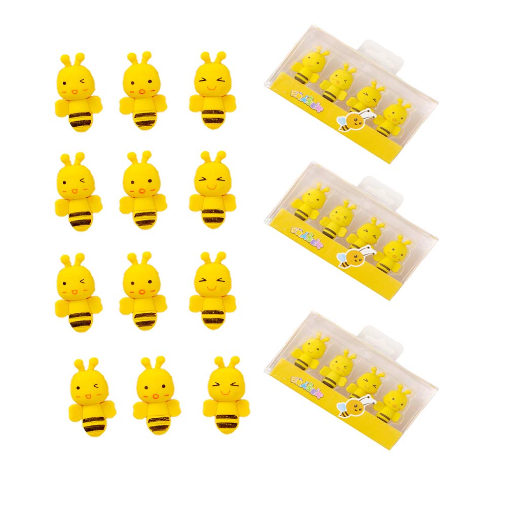 24-Piece Mini Bee Erasers Bulk - Cute Cartoon Animal Pencil Erasers for Kids, Students, School & Office Supplies - Perfect for Classroom Rewards, Party Favors & Desk Organization