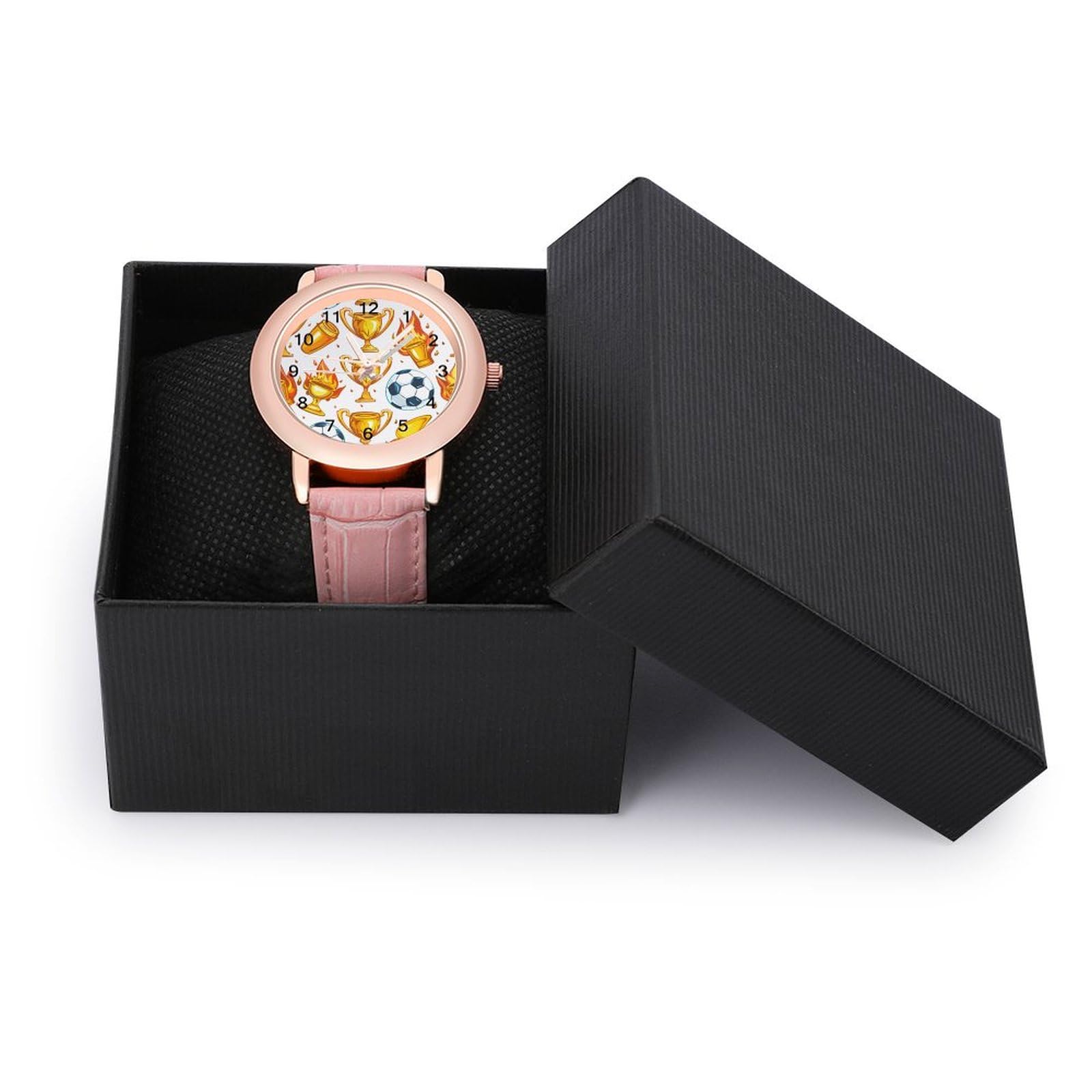 Scooer Football on Fire Women's Leather Strap Quartz Wristwatch - Classic Analog Watch with Bracelet for Women, Perfect for Travel, Work, and Everyday Wear