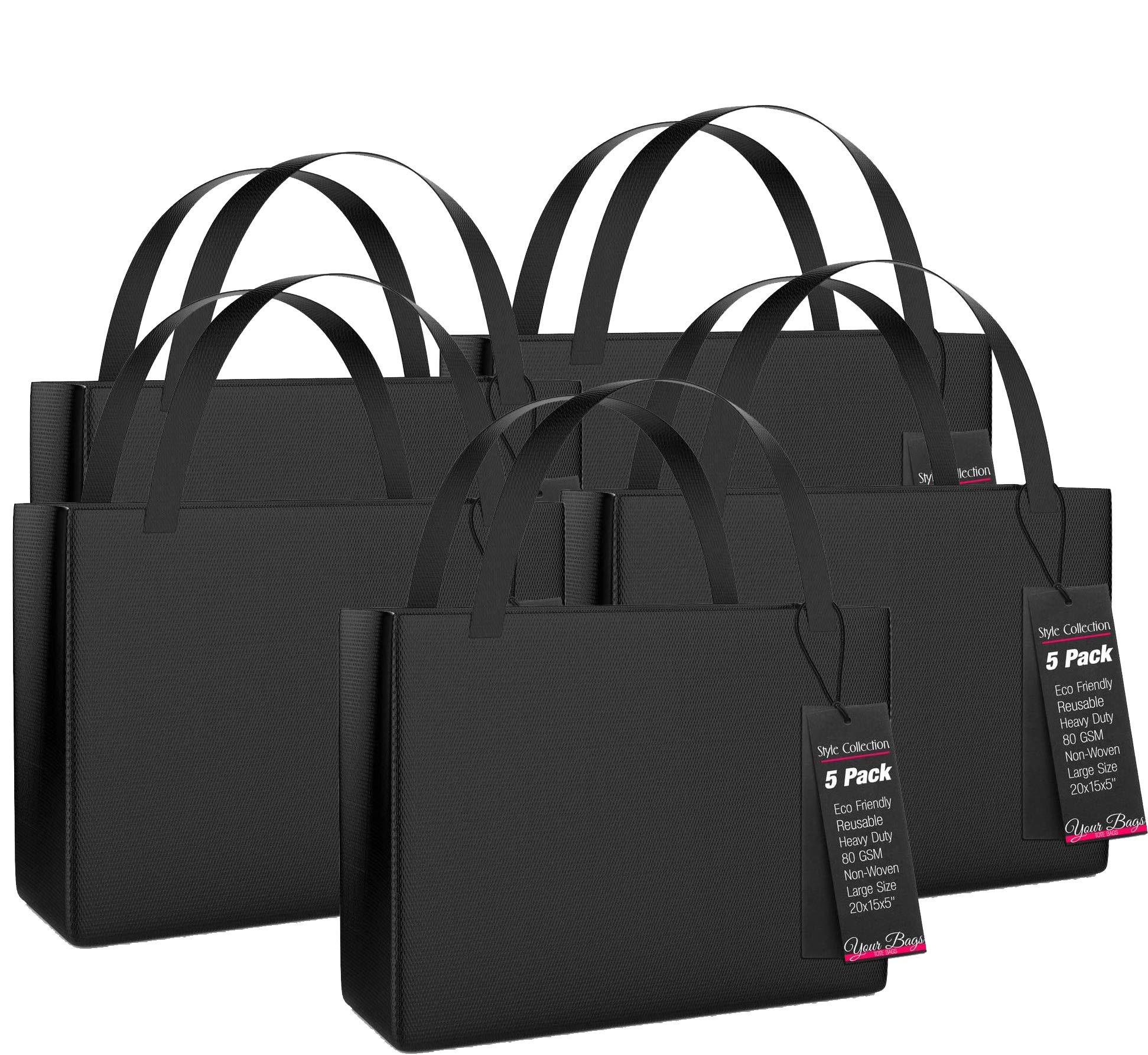 Eco-Friendly Tote Bags 5-Pack - Large Teal Blue for Shopping & Travel