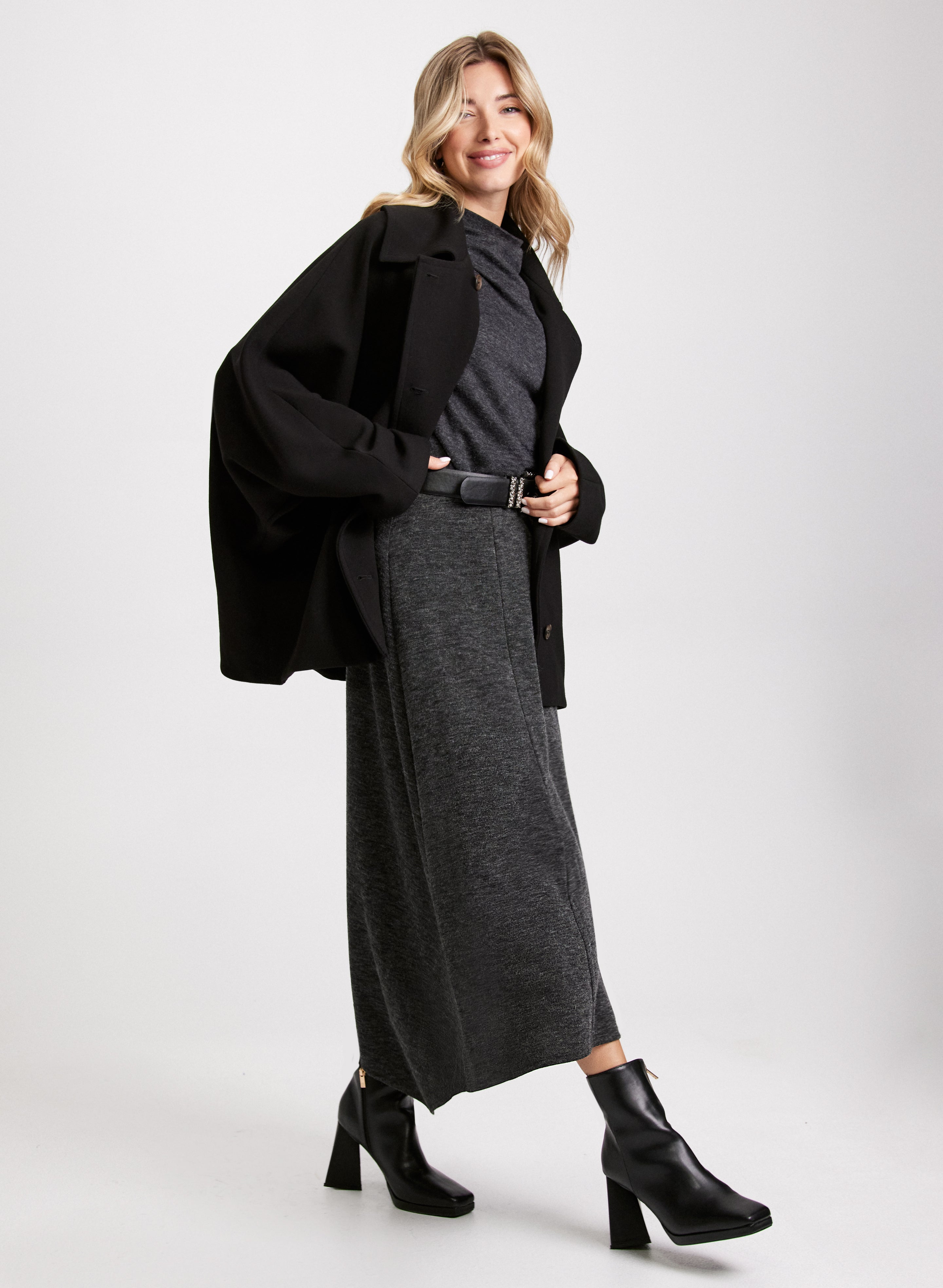Asymmetric Hem Midi Skirt for Women - Flowy High Waist A-Line Skirt with Side Slit | Perfect for Office, Date Night & Summer Outfits