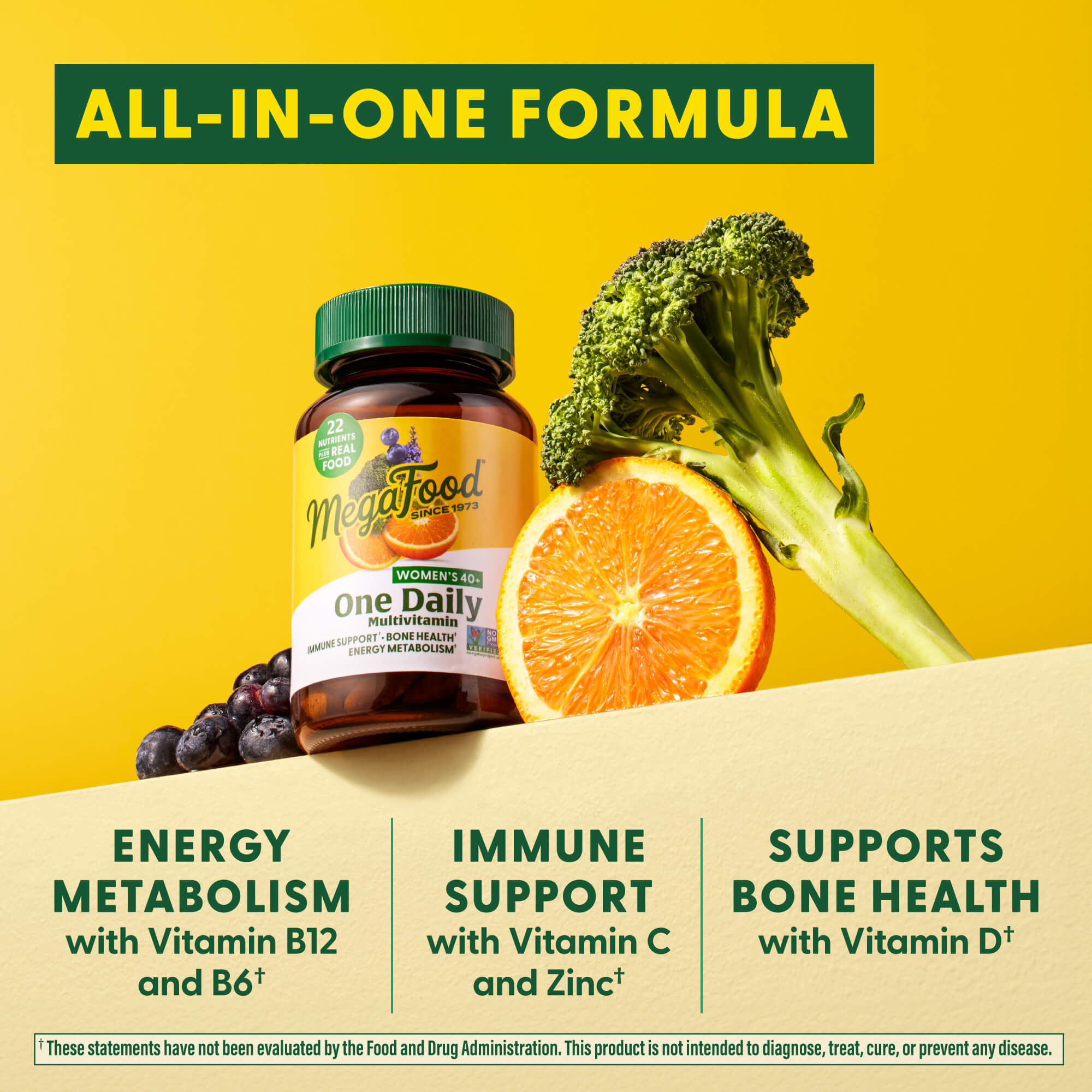 MegaFood Women's 40+ One Daily Multivitamin Supplement for Immune Support & Energy - Perfect for Active Women Over 40 | Supports Heart, Bone & Overall Health