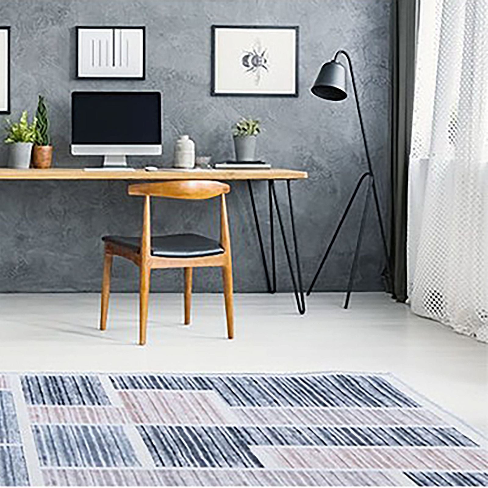 Soft Short Pile Floor Rug 200x290cm (79x114 inches) - Non-Slip Oblong Living Room Carpet for Bedroom, Nursery & Home Decor