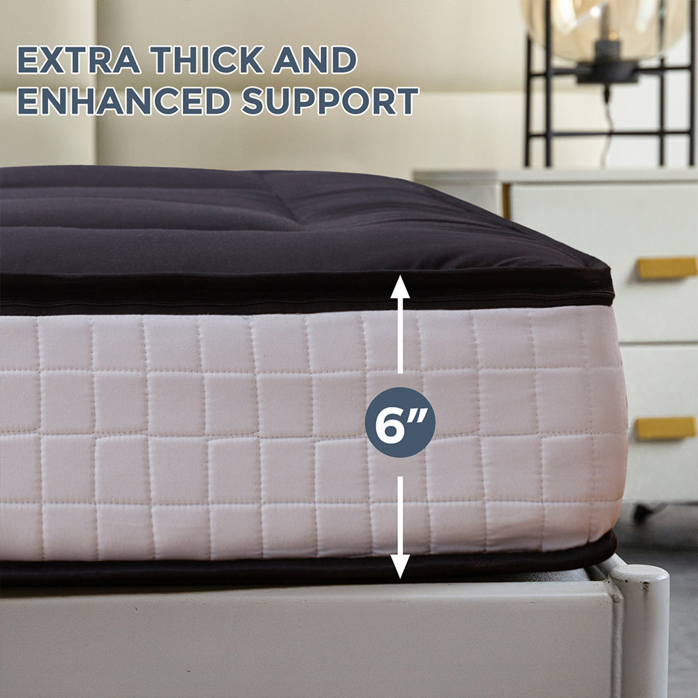 MAXYOYO Padded Japanese Floor Mattress - Black Foldable Roll Up Futon for Bedroom, Guest Room & Travel | Comfortable Floor Sleeping Mat for Adults & Kids