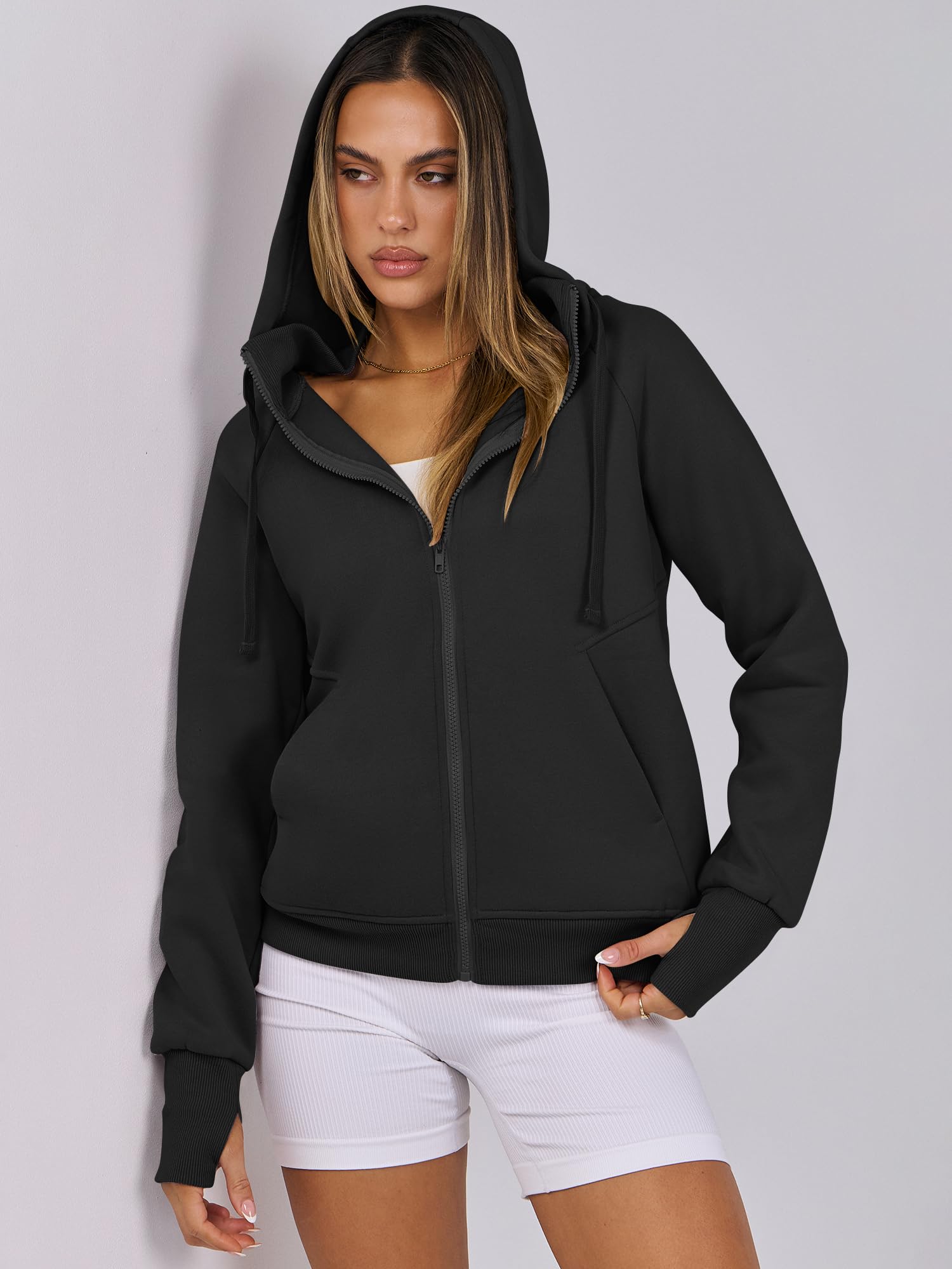 ANRABESS Women's Fleece Zip-Up Hoodie with Pockets - Long Sleeve Casual Sweatshirt for Fall Fashion | Y2K Preppy Outfits | Perfect for College, Streetwear & Cozy Loungewear