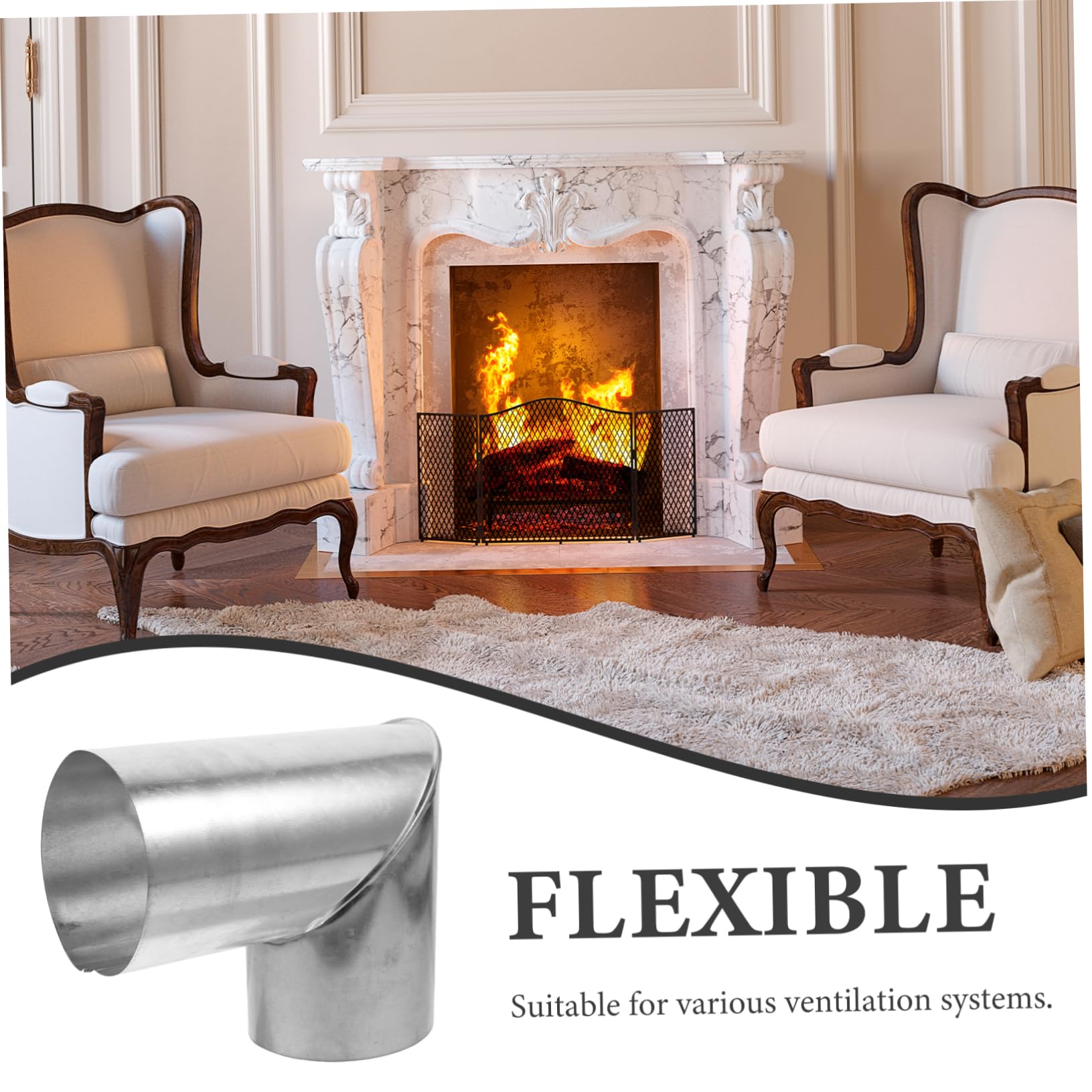 Cabilock 90 Degree Stainless Steel Stove Pipe - 15cm Chimney Flue for Wood Stove, Oven & Fireplace | Durable Metal Ventilation Hose for Kitchen Exhaust & Smoke Removal | Perfect for Home Heating, Outdoor Cooking & Camping