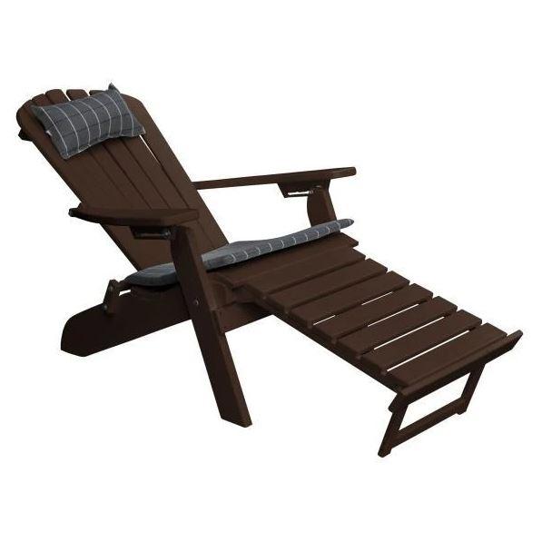 A&L Furniture Poly Folding Reclining Adirondack Chair with Pullout Ottoman - Outdoor Patio, Poolside, Garden, and Deck Relaxation Chair