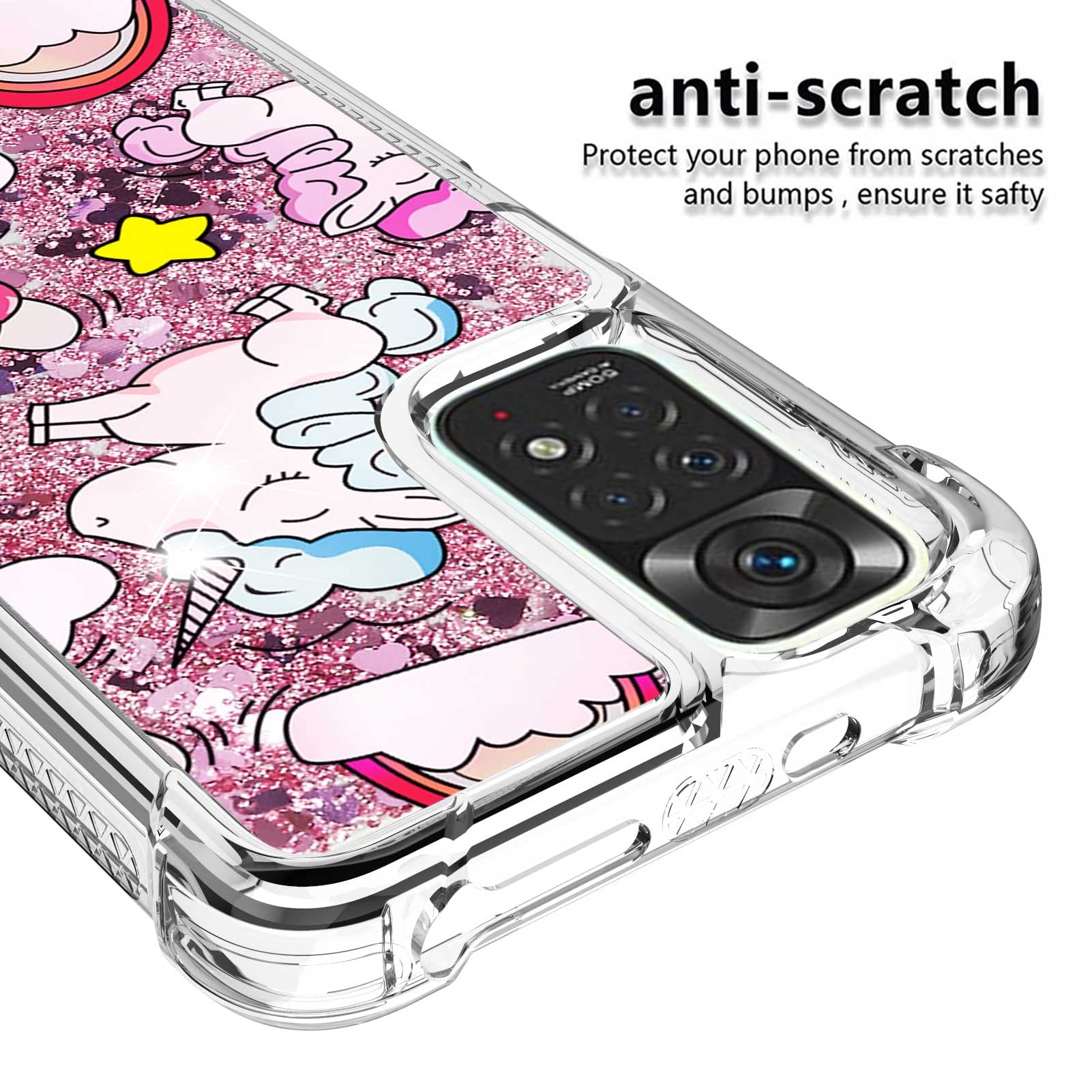 Sparkly Glitter Phone Case for Redmi Note 11S/11 4G - Shimmering Crystal Quicksand Silicone Protective Cover | Cute Unicorn Design | Perfect for Parties, Daily Use & Gift Giving