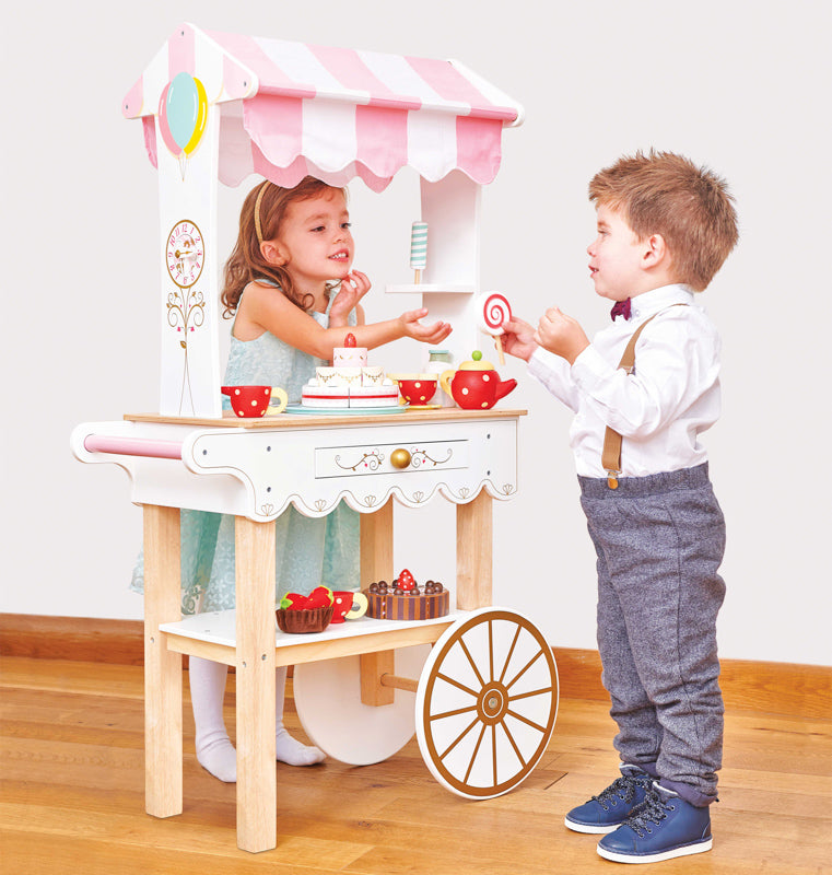 Honeybake 3-Tier Rolling Tea Cart with Wheels - Portable Kitchen Serving Cart for Afternoon Tea, Coffee, Desserts & Party Snacks - Perfect for Home, Office & Events
