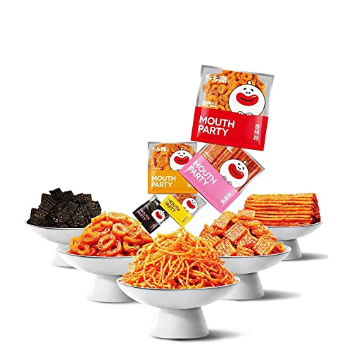 Handmade Spicy Strips Snack Gift Set - 5 Authentic Chinese Web Celebrity Latiao Flavors (10 Bags) | Hot & Nostalgic Spicy Snacks for Parties, Gifts & Movie Nights
