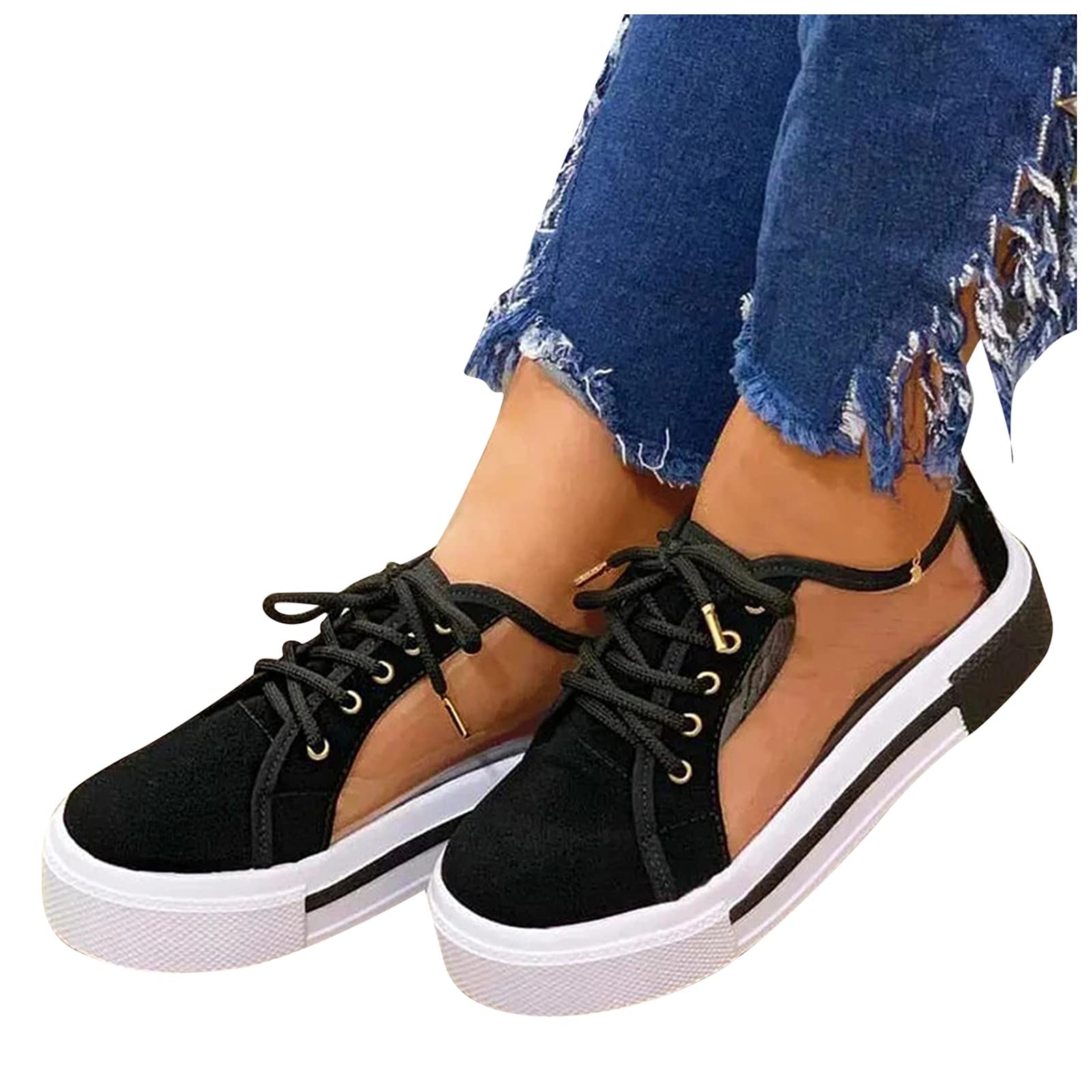 Women's Canvas Sneakers - Round Toe Flat Workout Shoes | Summer Lace-Up Loafers & Slip-On Casual Walking Shoes for Gym, Office & Everyday Wear