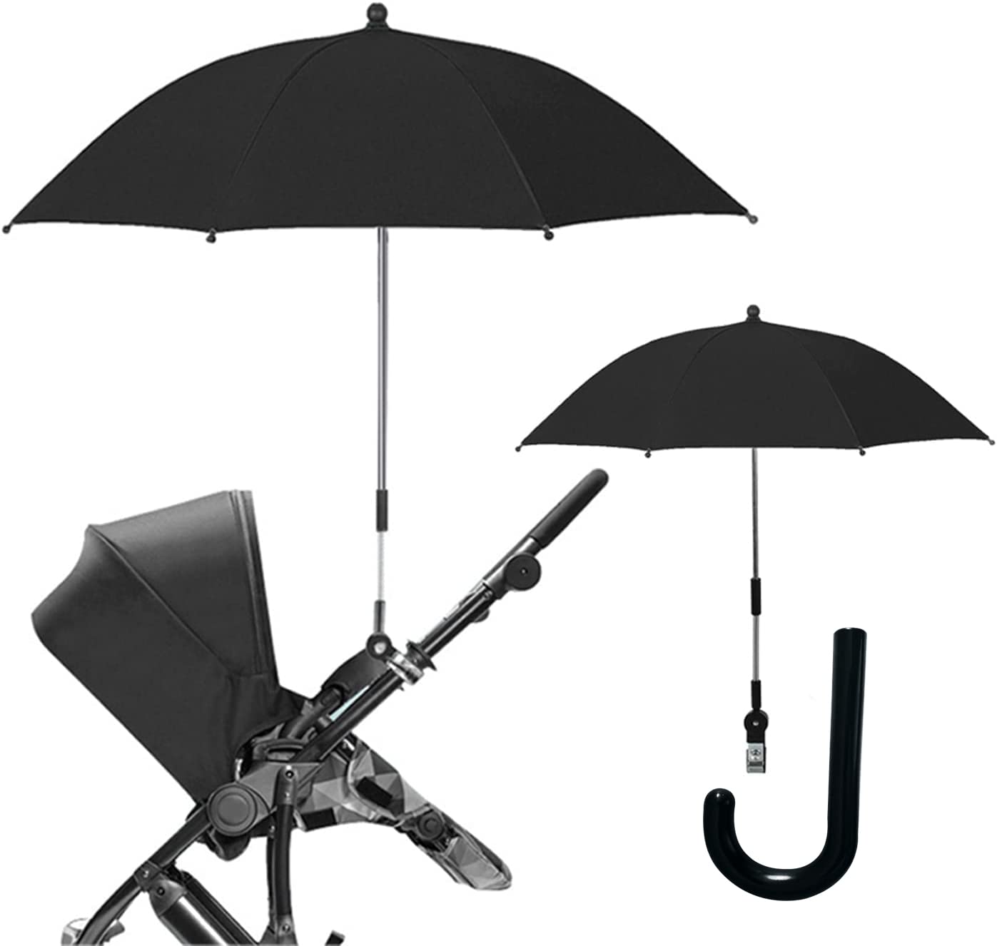 Universal Baby Stroller Umbrella with 360° Adjustable Clamp - UV Protection Sunshade for Strollers, Beach Chairs & Outdoor Activities | Portable Clip-On Parasol for Infants, Toddlers & Parents