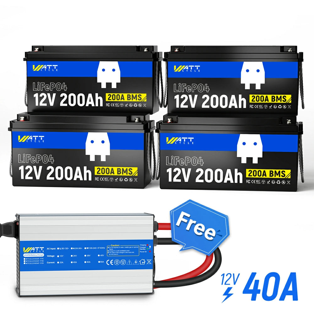 12V 200Ah LiFePO4 Deep Cycle Battery - Solar Power Storage, RV, Marine & Off-Grid Applications - Long Lasting Lithium Iron Phosphate Battery for Solar Systems, Camping & Backup Power