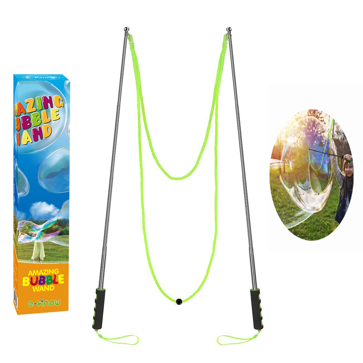 **E-KNOW Stainless Steel Telescopic Giant Bubble Wand - Outdoor Bubble Toy for Kids, Party Favors, Best with Bubbleventi Mix (Perfect for Backyard Fun, Birthday Parties & Summer Activities)**