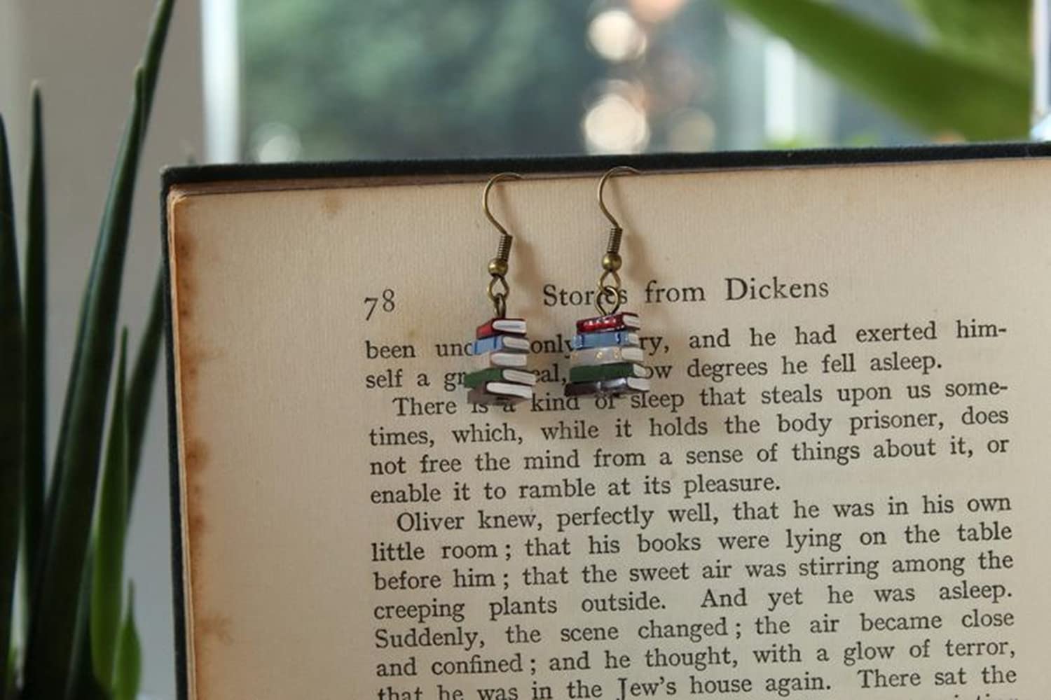 Unique Clay Book Stack Dangle Earrings for Women - Cute Librarian & Teacher Gift for Birthday, Christmas, Holiday - Perfect for Book Lovers, Students & Educators