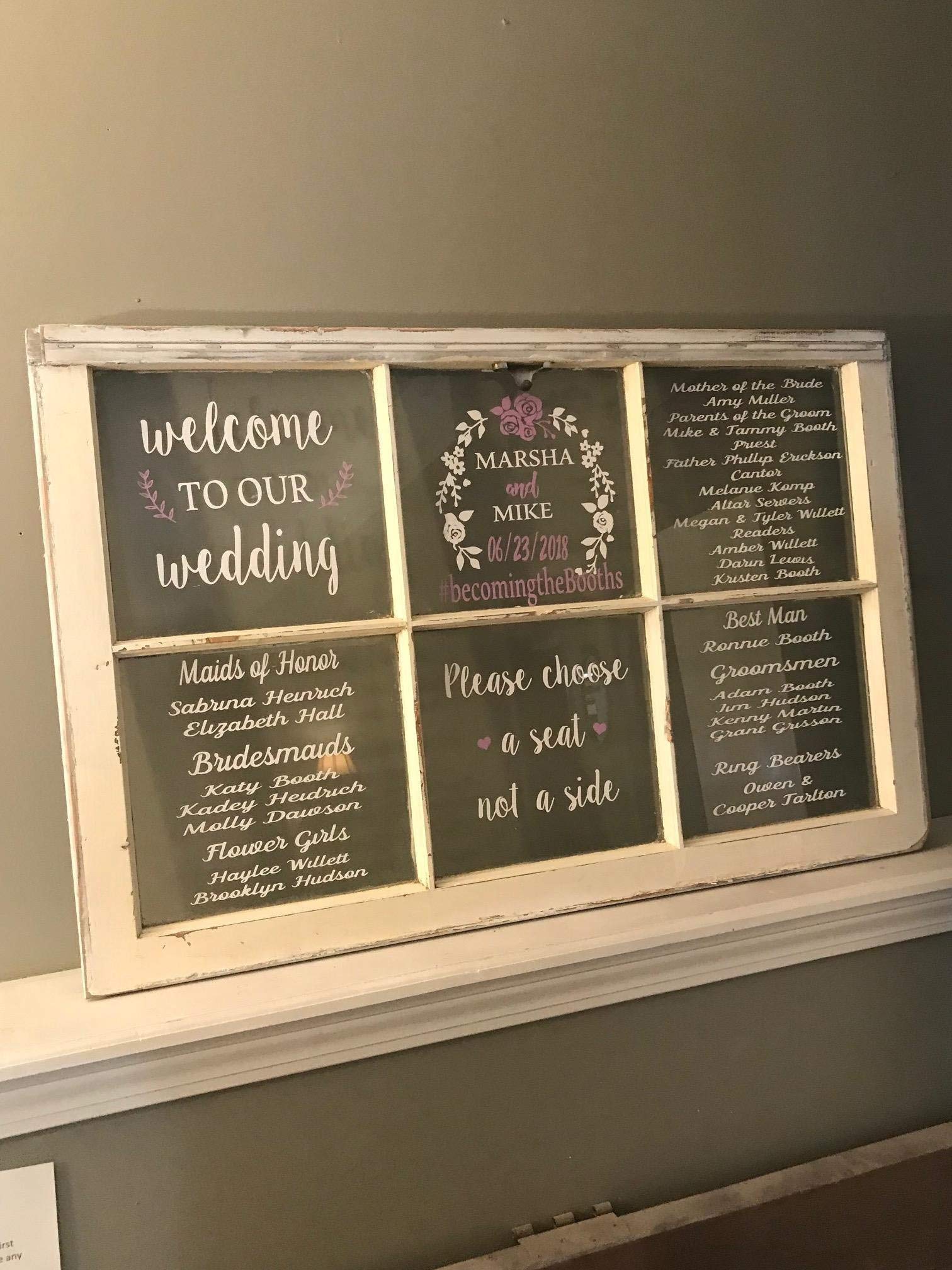 Rustic Wooden Wedding Window Sign - 6 Pane Alternative to Wedding Programs | Welcome Sign for Wedding & Bridal Shower | Perfect for Barn, Garden & Countryside Weddings
