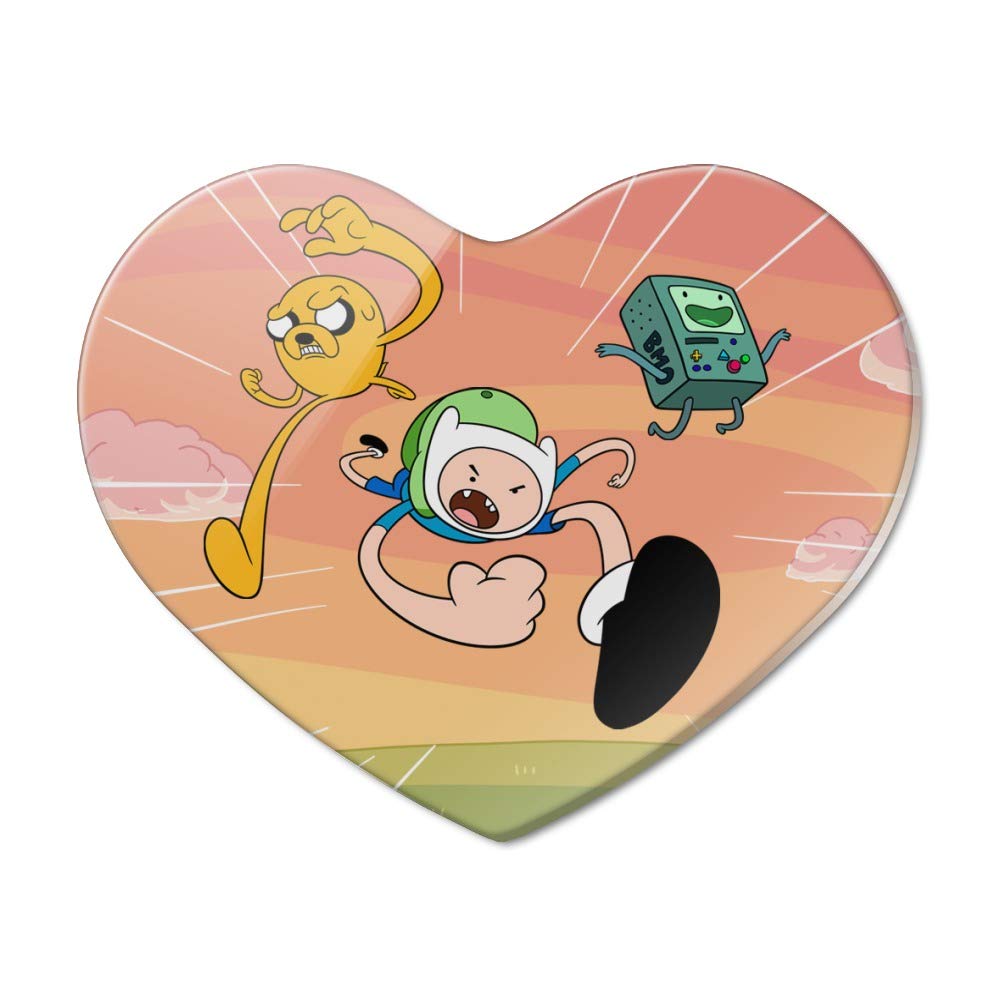 Adventure Time Finn and Jake Attack Friends Heart Acrylic Fridge Magnet - Fun Cartoon Decor for Kitchen, Office & Dorm Room