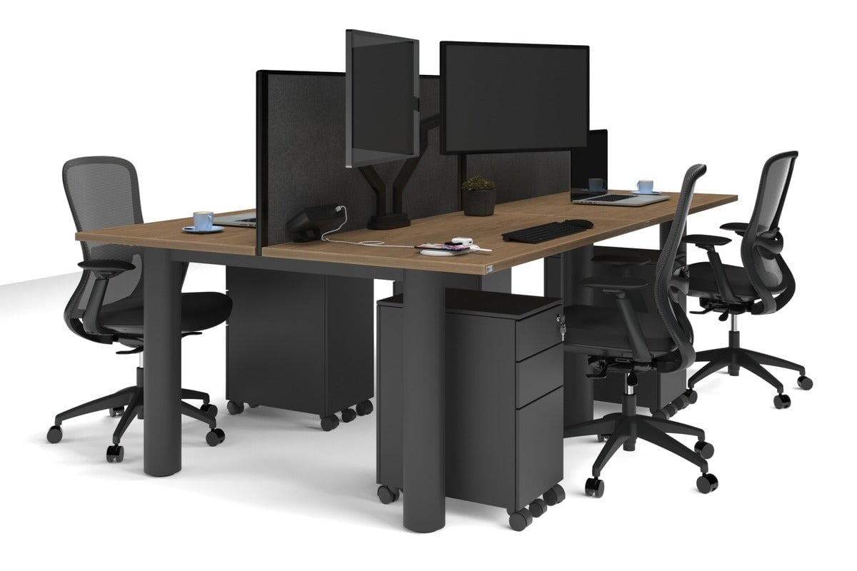 Quadro Cylinder Leg 4-Person Office Workstation Desk [1200L x 700W] - Modern Collaborative Workspace Solution for Team Projects & Office Meetings
