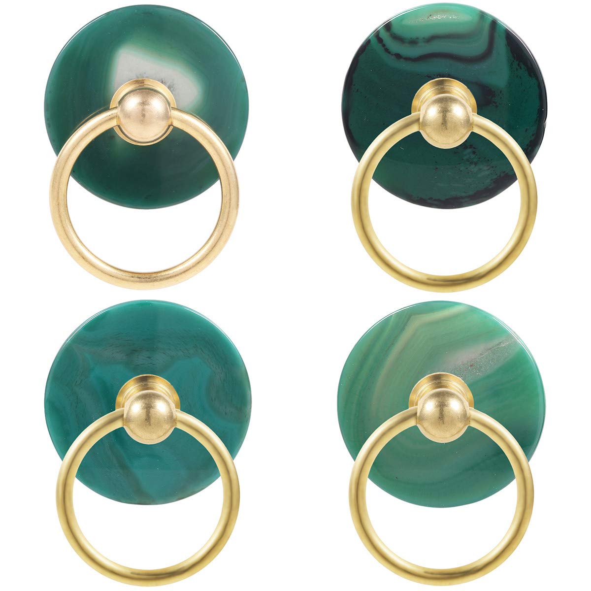 4 PCS Round Agate Slice Cabinet Knobs with Drawer Pulls - Natural Stone Drawer Handles for Dresser, Wardrobe & Cupboard Decor - Perfect for Home, Office & DIY Furniture Upgrade