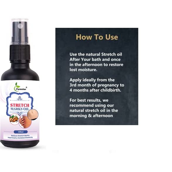 FORESTER Stretch Mark Removal Oil - 100ml Natural Body Care for Pregnancy & Postpartum Skin Hydration - Perfect for Moms & Weight Loss Journey