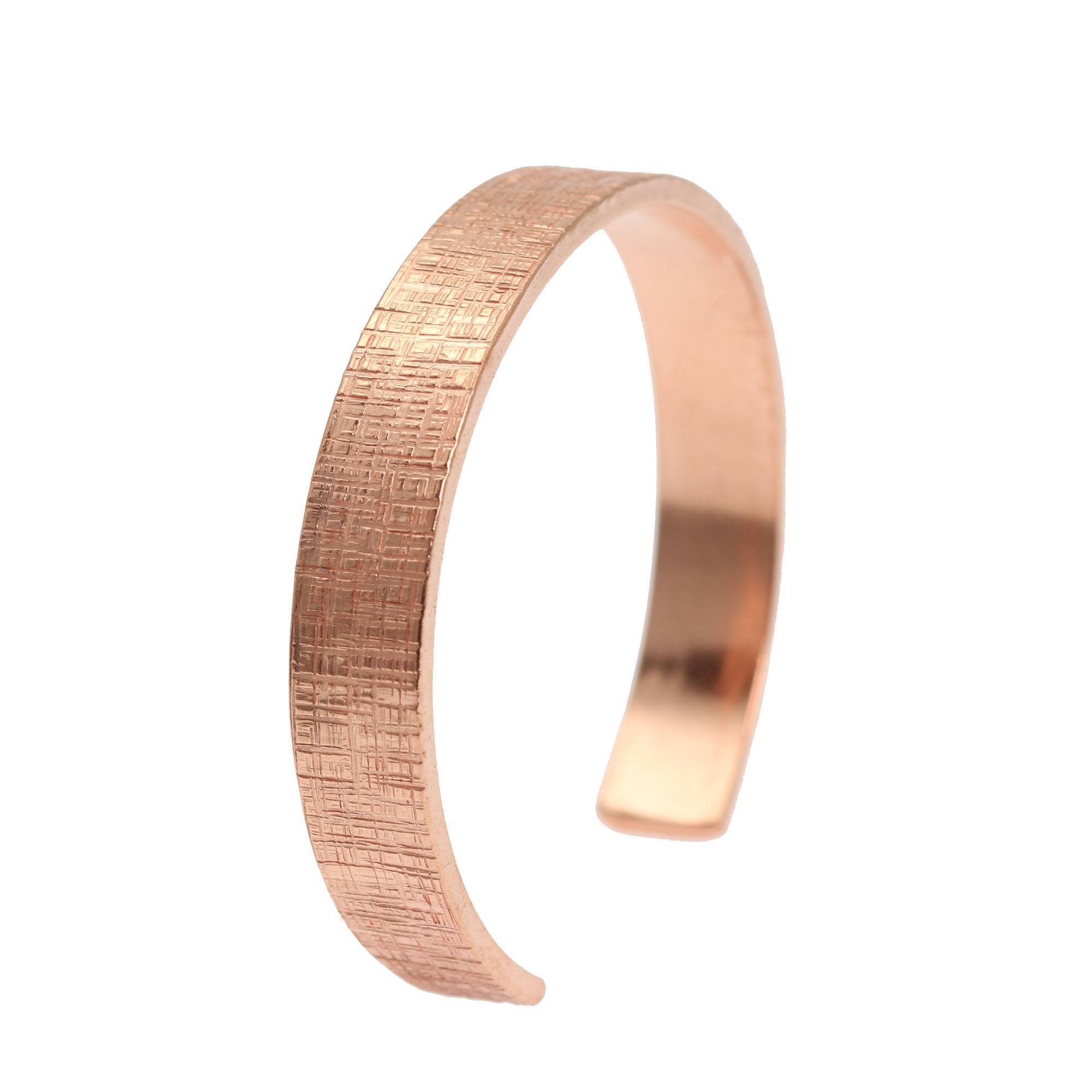 Men's 10mm Wide Linen Copper Cuff Bracelet - Handmade Boho Style Adjustable Wristband for Casual Wear, Gifts & Special Occasions