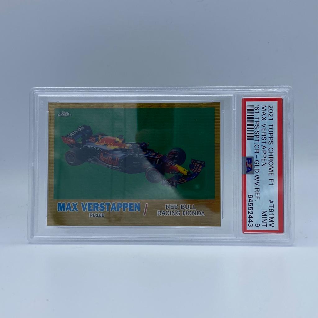 PSA 9 39/50 Max Verstappen Red Bull RB16B #T61MV Gold Wave Refractor - Rare F1 Trading Card for Collectors & Motorsport Fans, Perfect for Display, Investment & Racing Memorabilia Collections