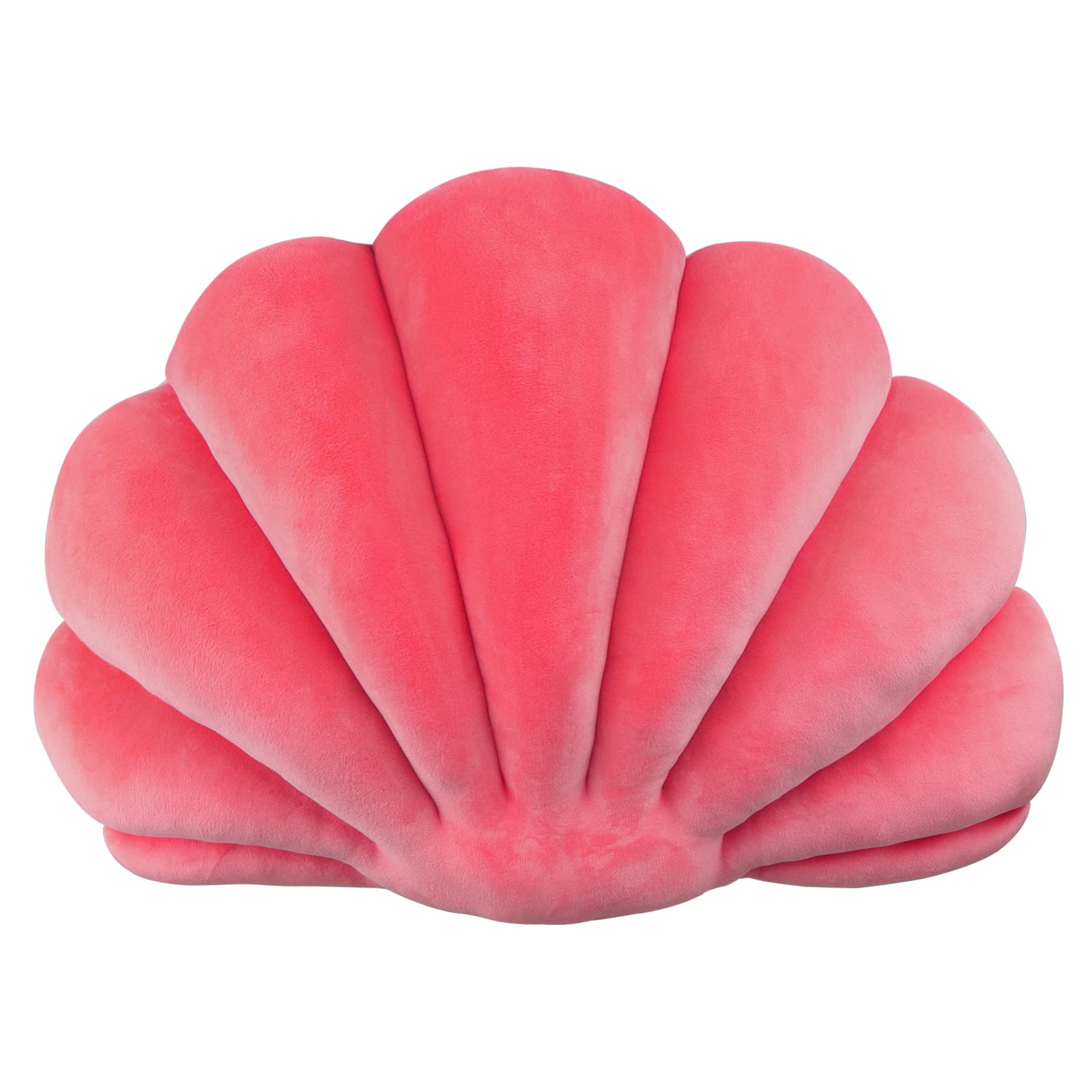 3D Velvet Seashell Shaped Decorative Throw Pillow - Soft Ocean Themed Cushion for Bed, Couch, Sofa & Chair (18x13 Inches) - Perfect for Coastal Decor, Beach House Bedroom & Boho Living Room Accents