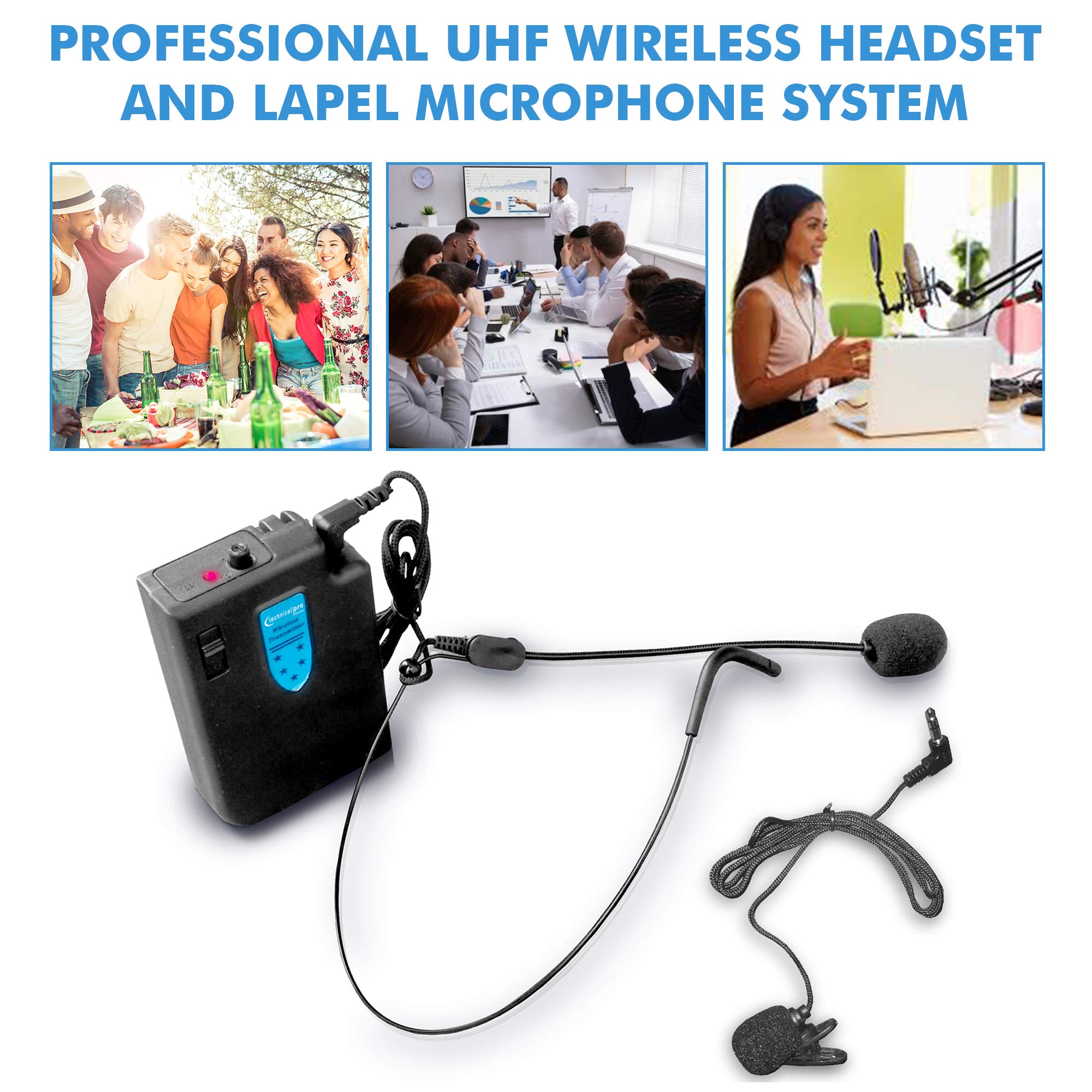 WMU95 Wireless Headset & Lapel Mic System - Dual Microphone Combo for Presentations, Teaching, Public Speaking & Live Streaming (USB & Bluetooth Connectivity)