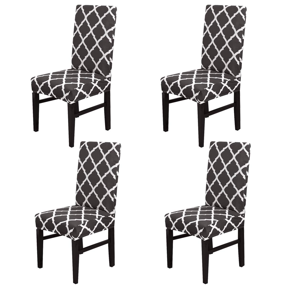 Premium Elastic Dining Chair Covers Set of 4 - Stretchable, Washable & Removable Seat Protectors for Kitchen, Wedding, Banquet & Party Decor (Black) | Perfect for Home, Restaurant & Event Decoration
