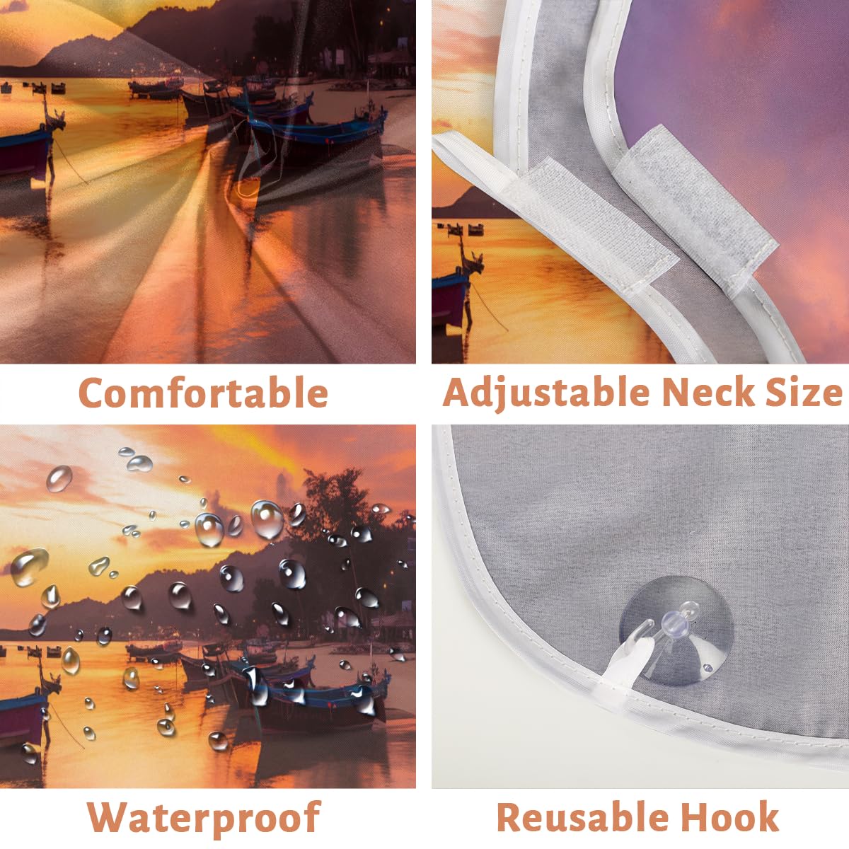 Men's Sunset Beach Print Shaving Bib - Waterproof Beard Trimming Apron for Hair Dye & Makeup | Sink Hair Catcher | Barber & Stylist Accessories | Perfect Gift for Grooming Enthusiasts (Use for Home Haircuts, Salon Services & DIY Styling)