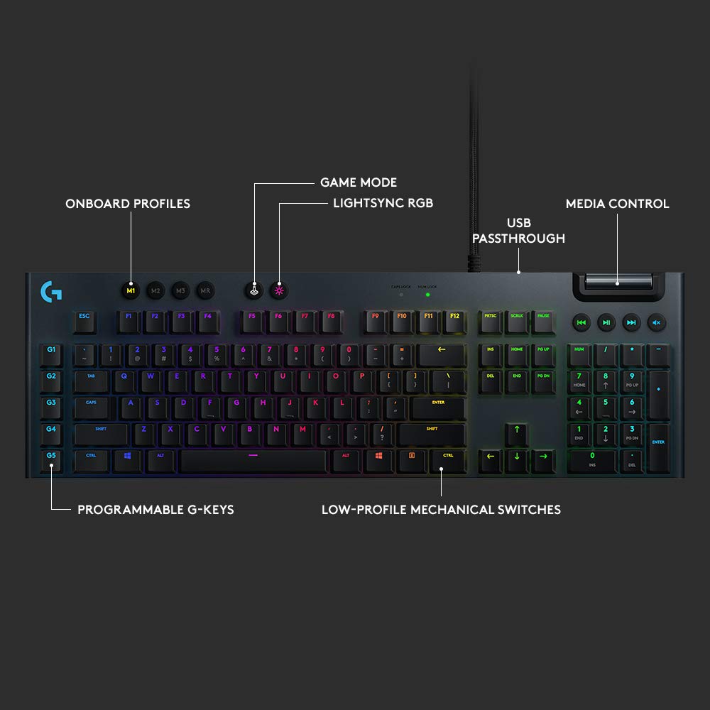 Logitech G G815 RGB Mechanical Gaming Keyboard with Tactile Switches - Perfect for PC Gaming, Streaming & Office Work