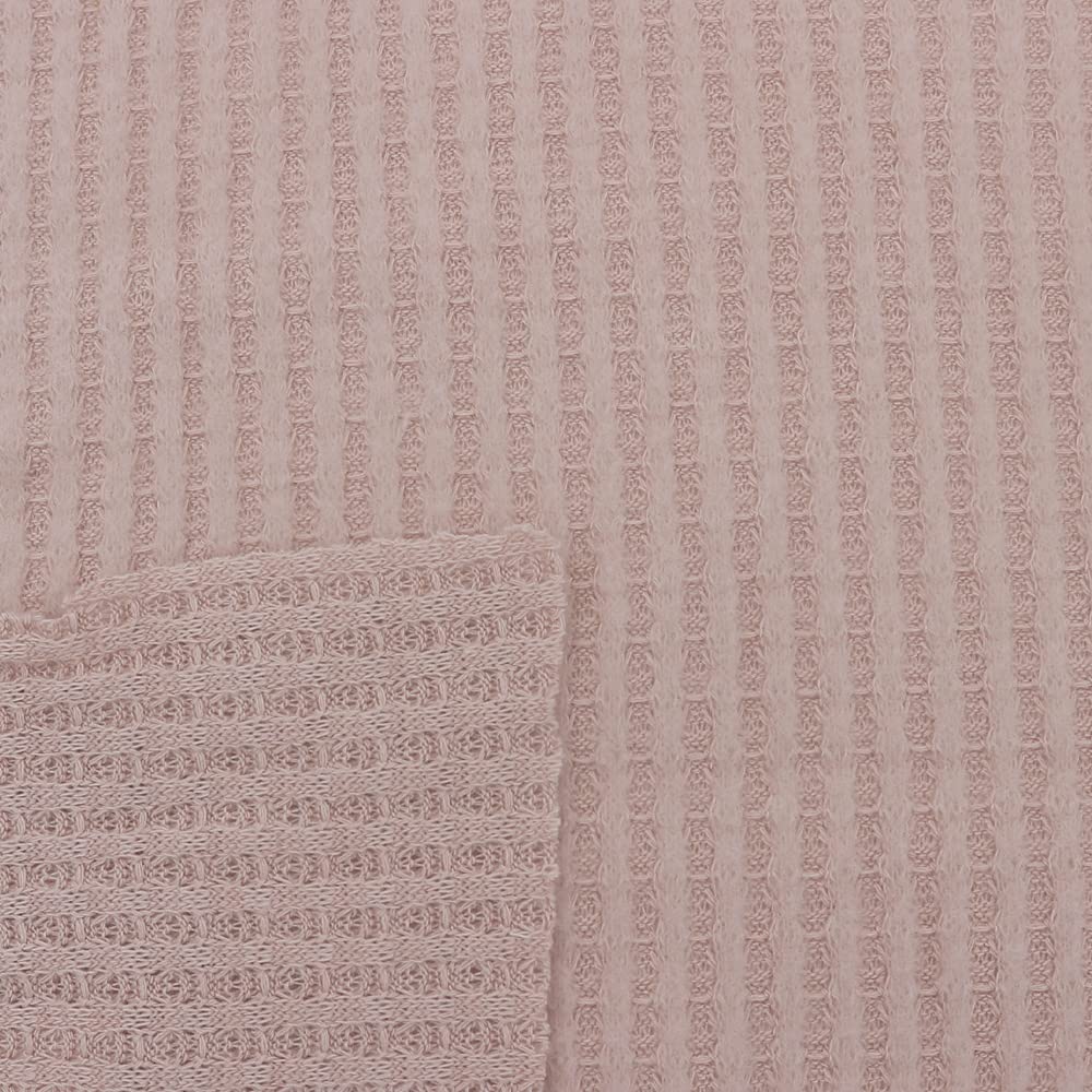 Premium Solid Waffle Brush Poly Rayon Spandex Knit Fabric - 1 Yard Dusty Rose - Stretchy Comfortable Material for DIY Clothing, Dresses, Activewear & Home Decor Projects