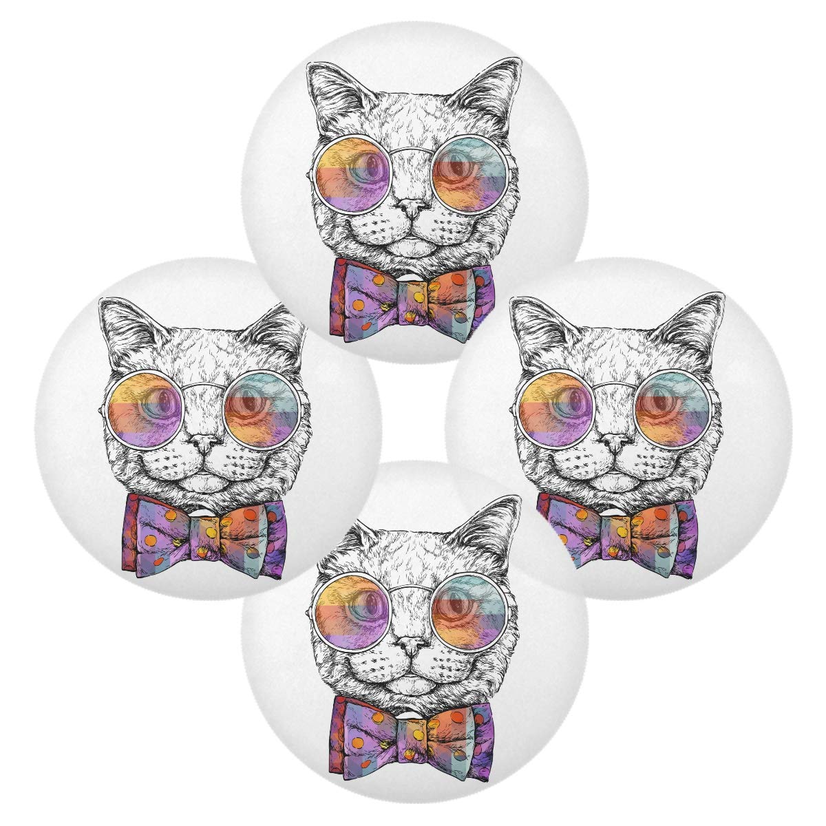 Cat Bow Placemats Set - 15.4 Inch Holiday Dining Table Mats for Christmas Decorations, Cute Kitchen Tableware & Home Decor (Set of 4) - Perfect for Dinner Parties, Family Gatherings and Festive Home Styling