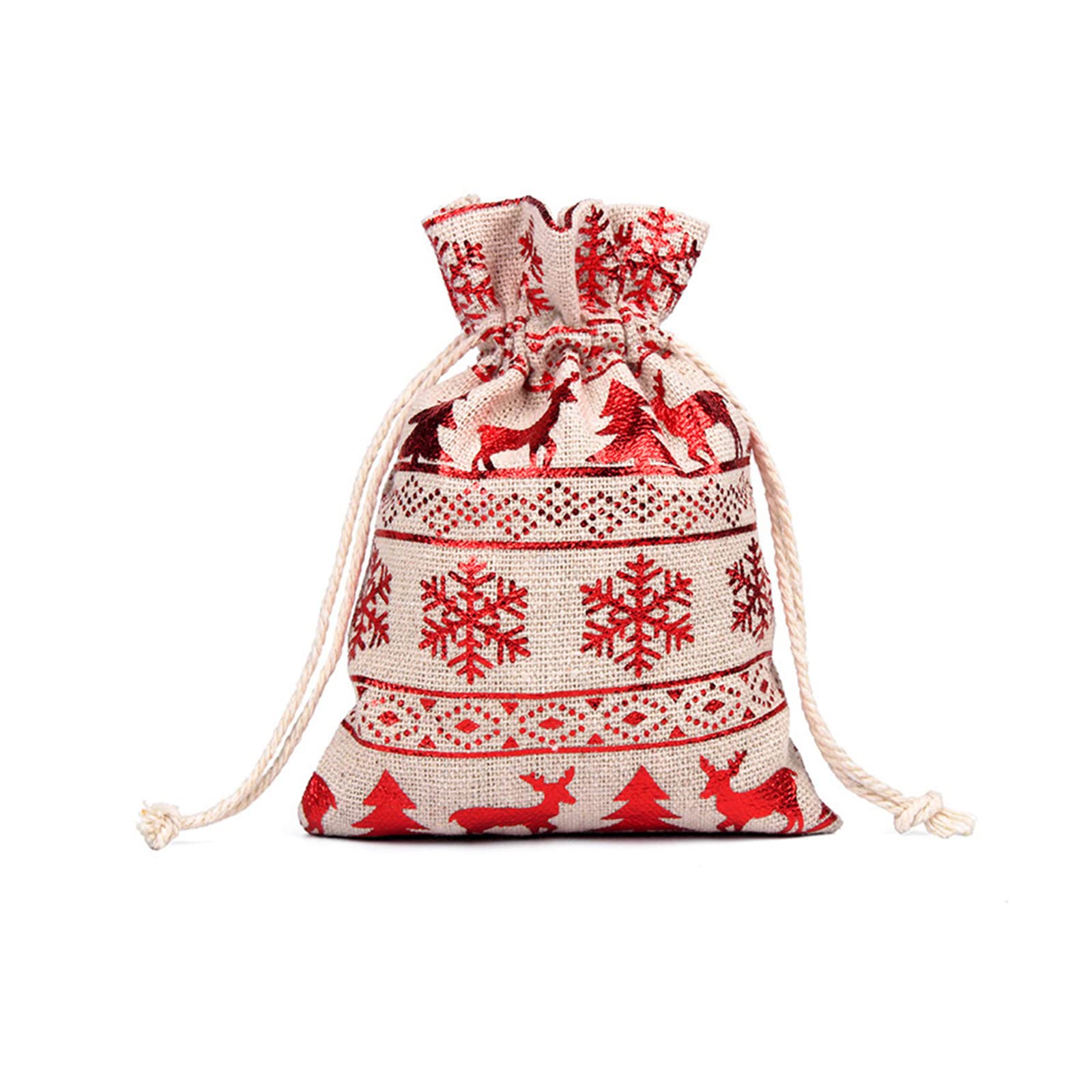 YXWLLN Linen Drawstring Gift Bags - Christmas Snowflake Cotton Candy Storage Pouches for Party Favors, Wedding, Holiday Gifts & Home Organization