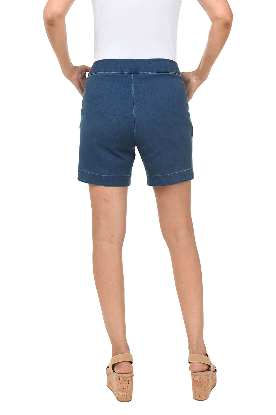 Women's High Waisted Pull On Denim Shorts - Stretchy Comfort Fit for Summer & Casual Wear | Perfect for Beach, Travel & Everyday Outfits